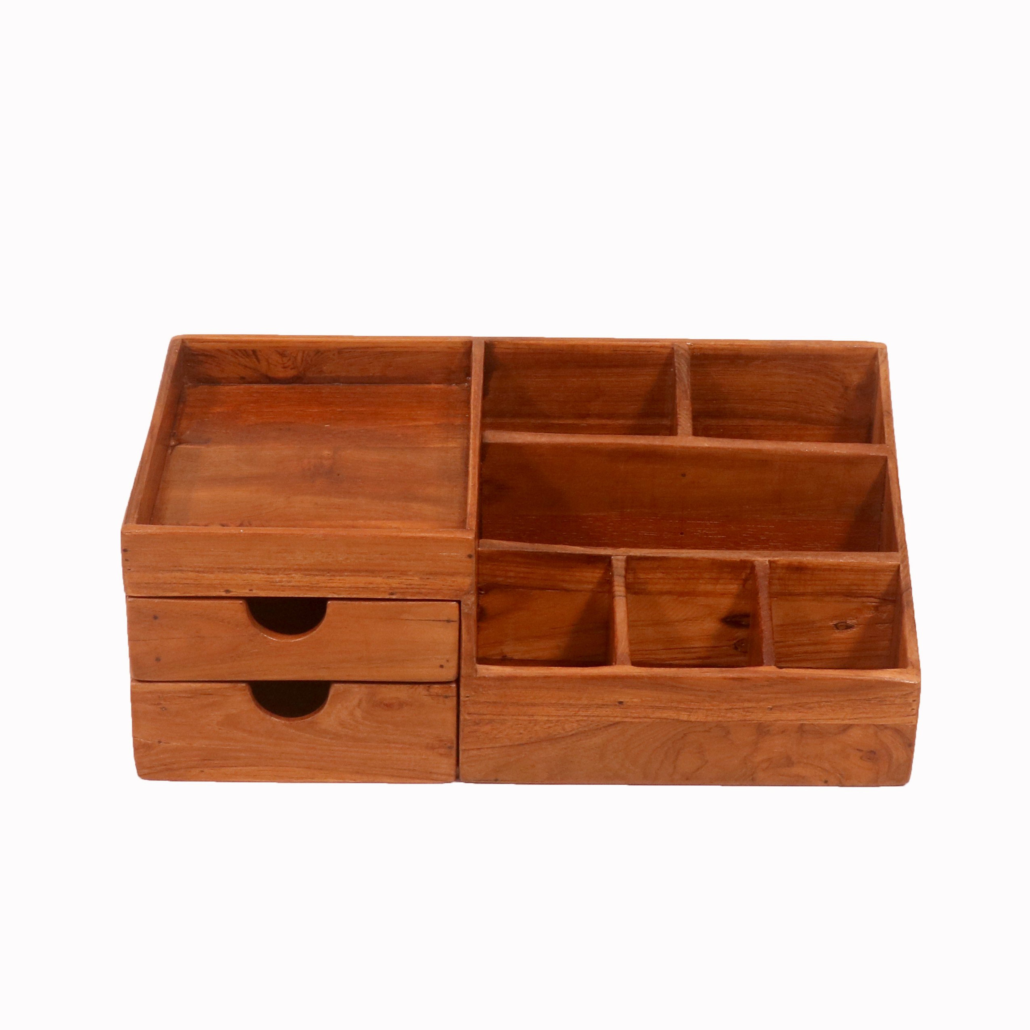 7-compartment Wood Desk Organizer Desk Organizer