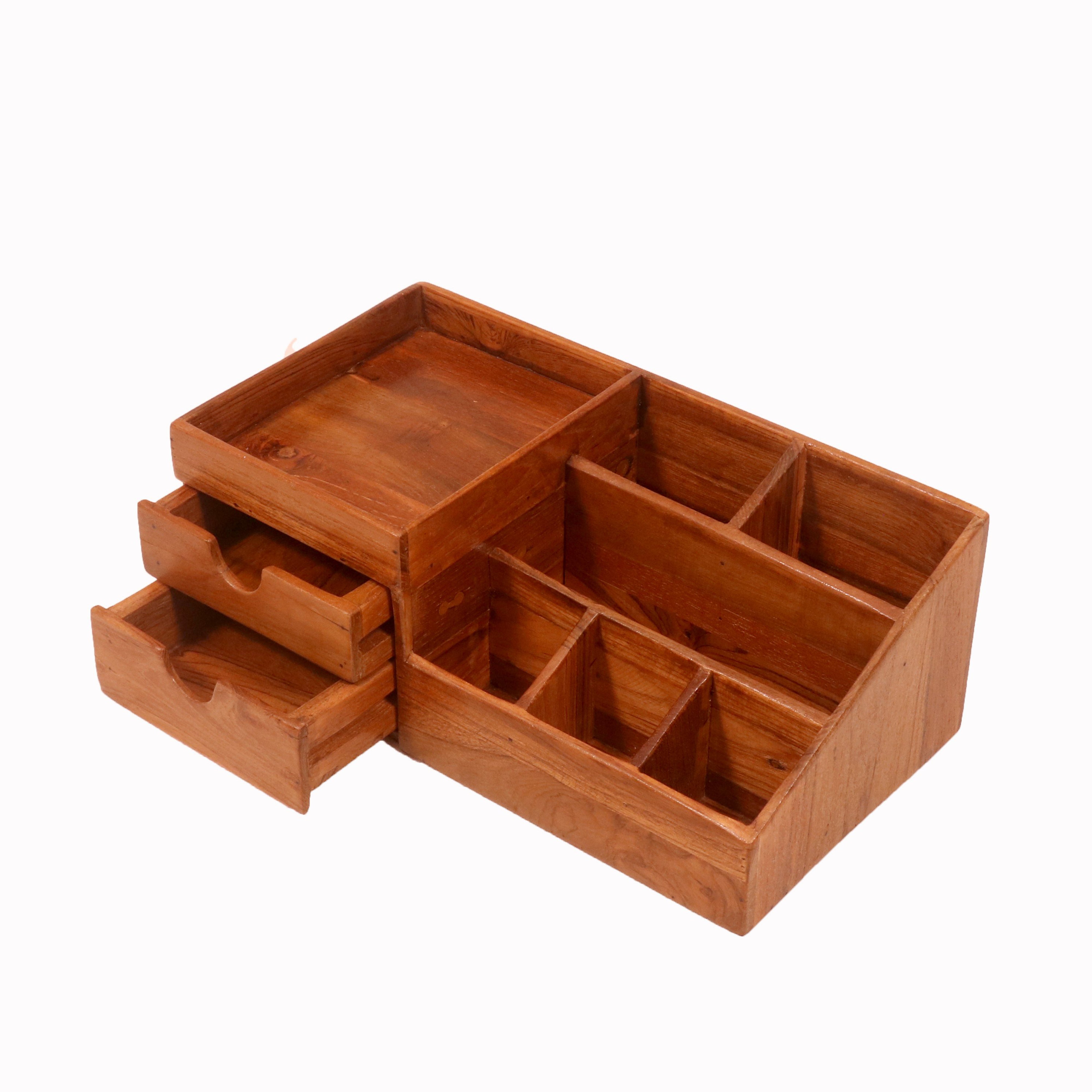 7-compartment Wood Desk Organizer Desk Organizer