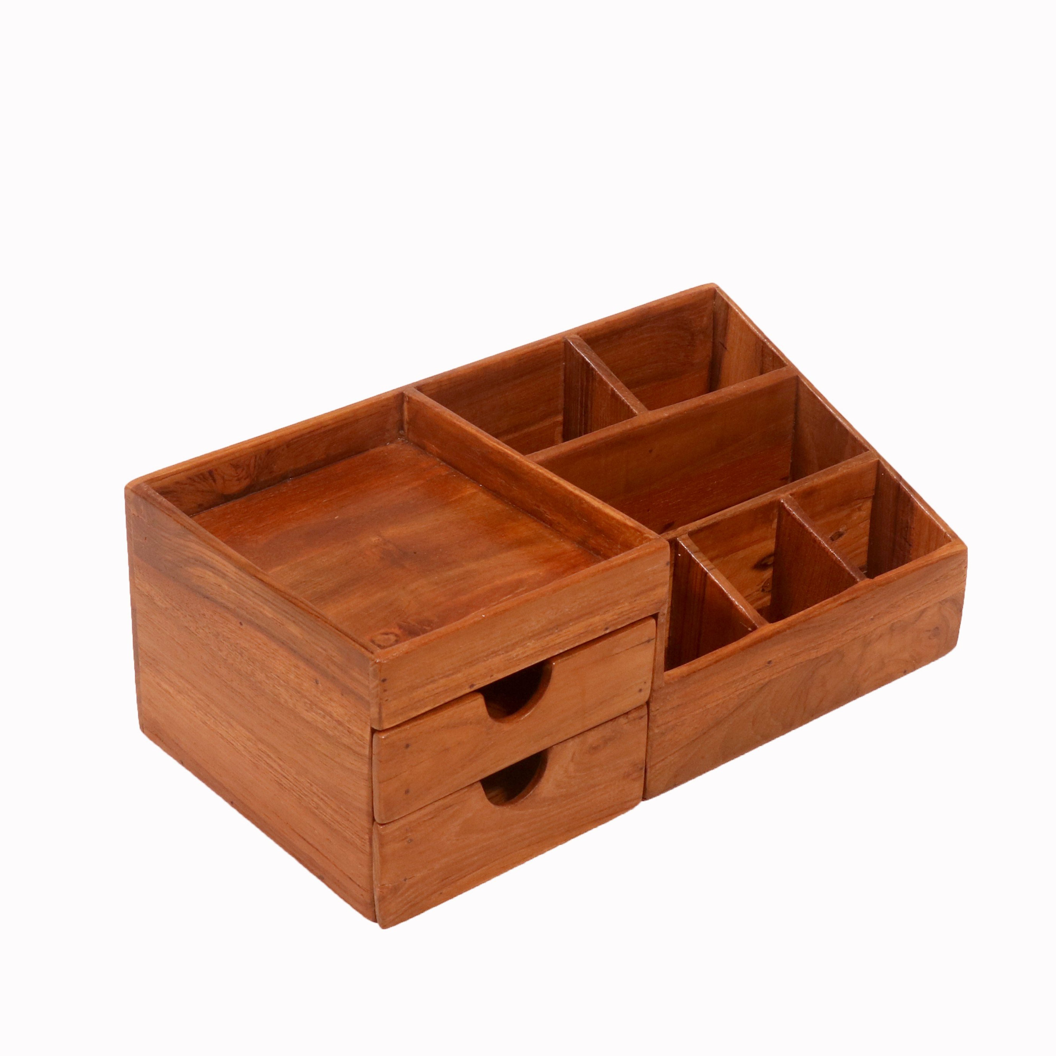 7-compartment Wood Desk Organizer Desk Organizer