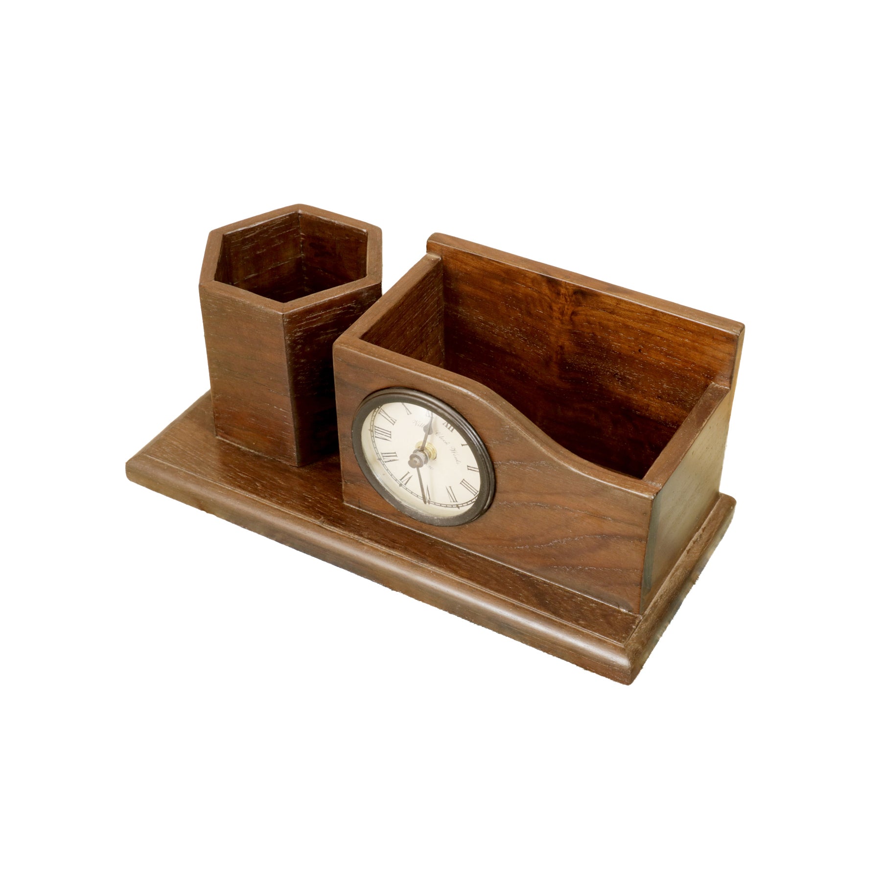 Wooden Desk Organizer with 2 Slots (Dark Tone) Desk Organizer