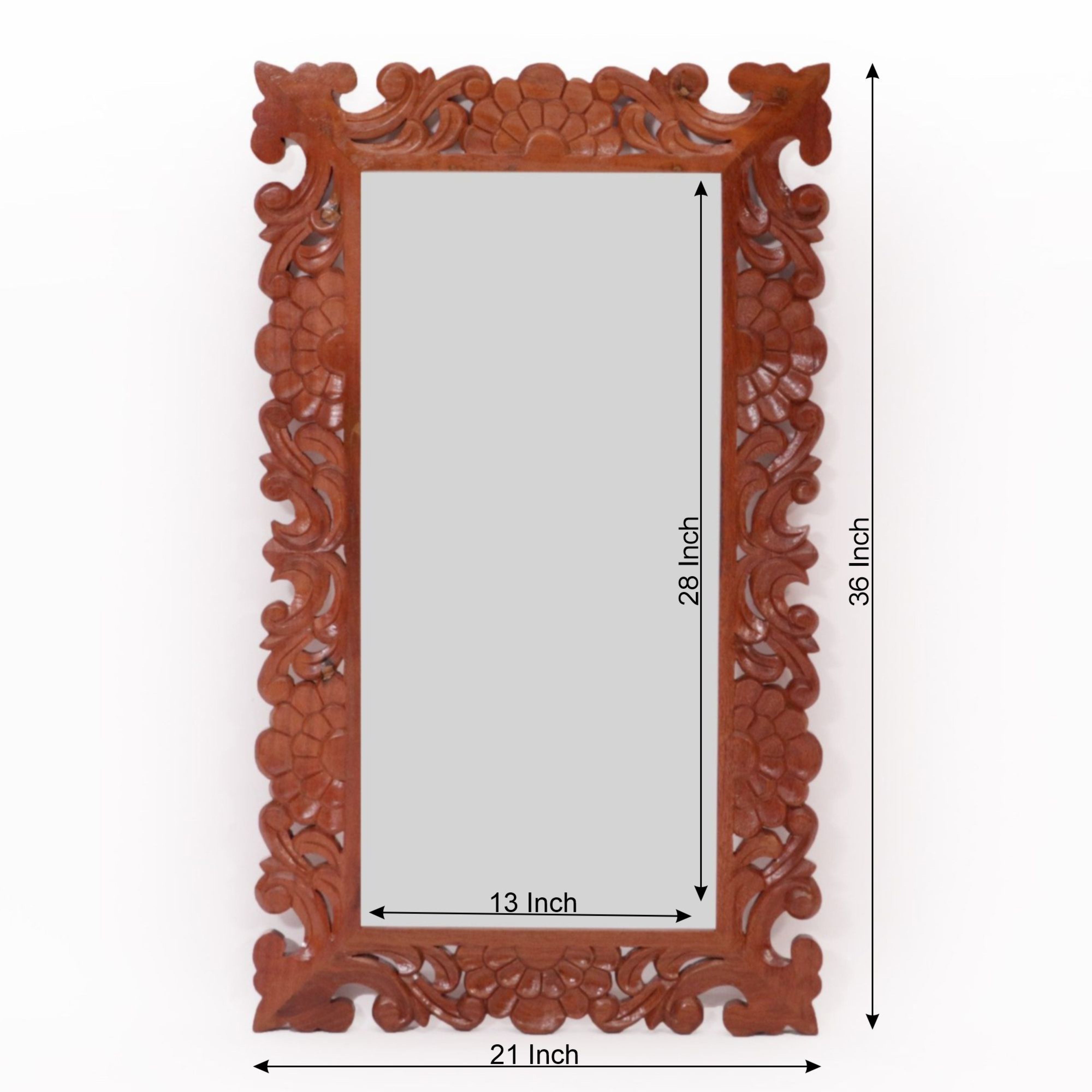 Flower Petal Carved wooden Mirror Mirror