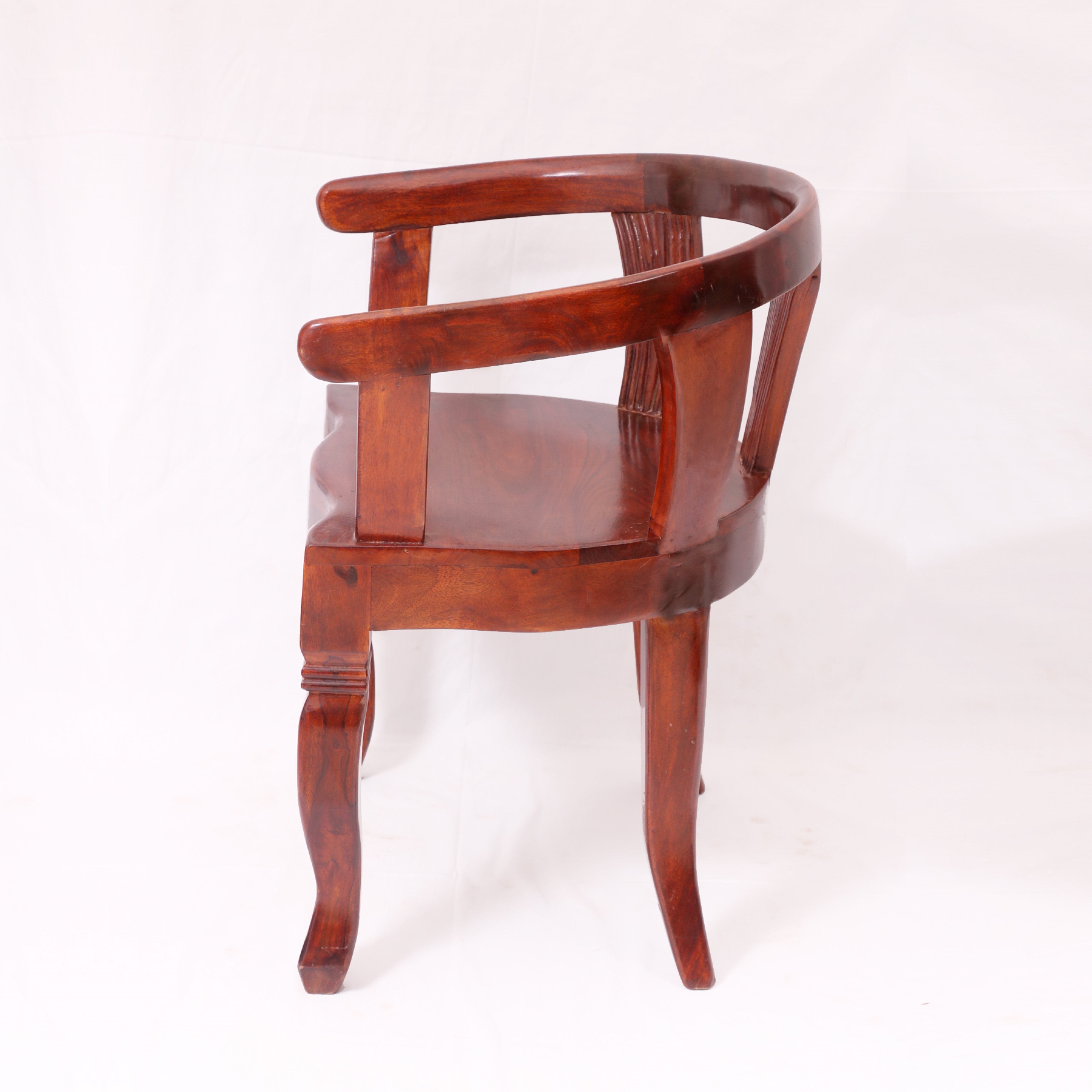 Mohagany Tone Rounded Arms Wooden Chair Arm Chair