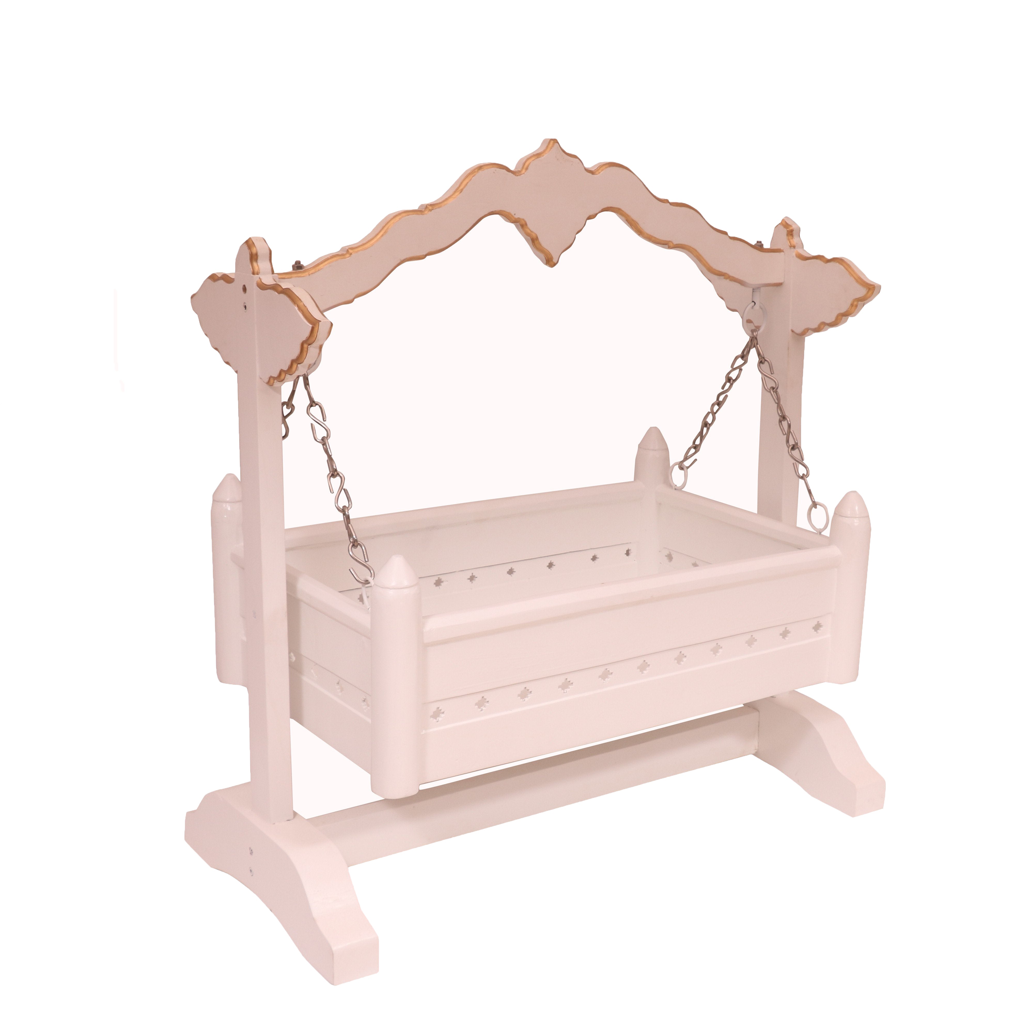 Farmhouse Solid Wood Handmade White Palna Cradle Cradle