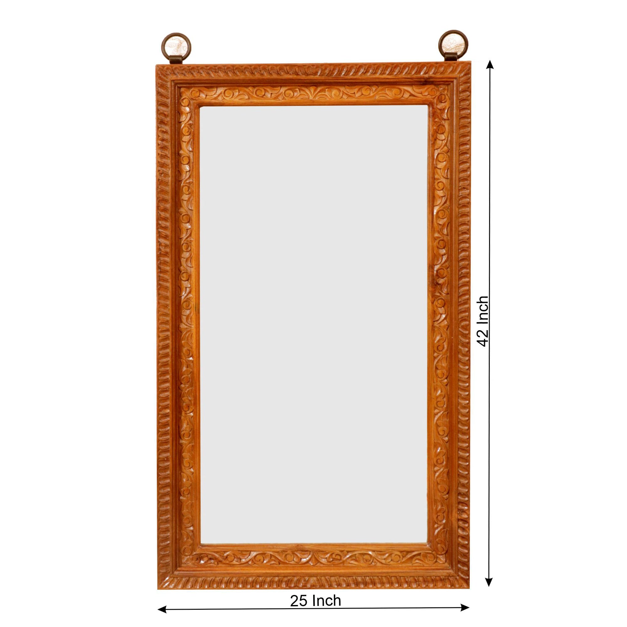 Solid Teak leafy pattern boundary Mirror Mirror