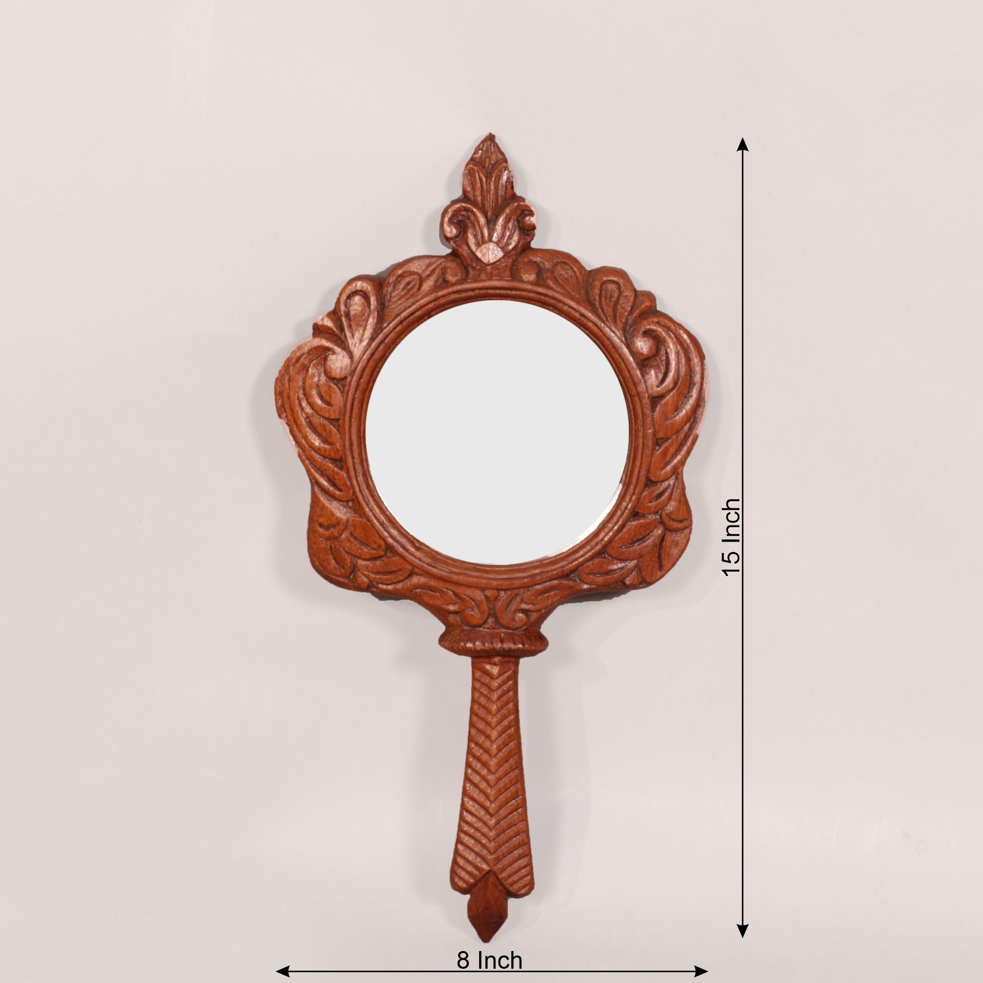 Teak wood Fairy tale hand held mirror Mirror