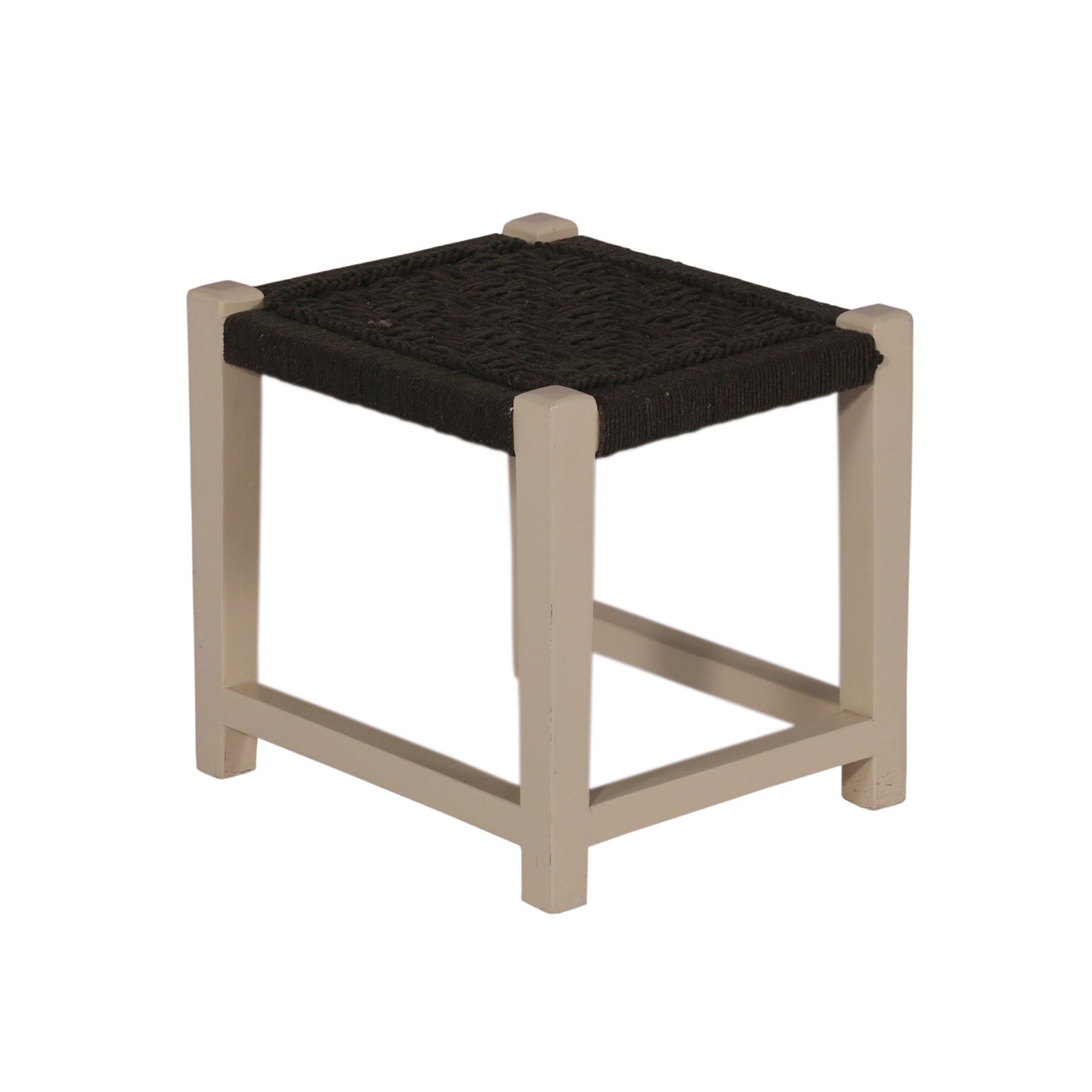 Teal and White Wooden Stool Stool