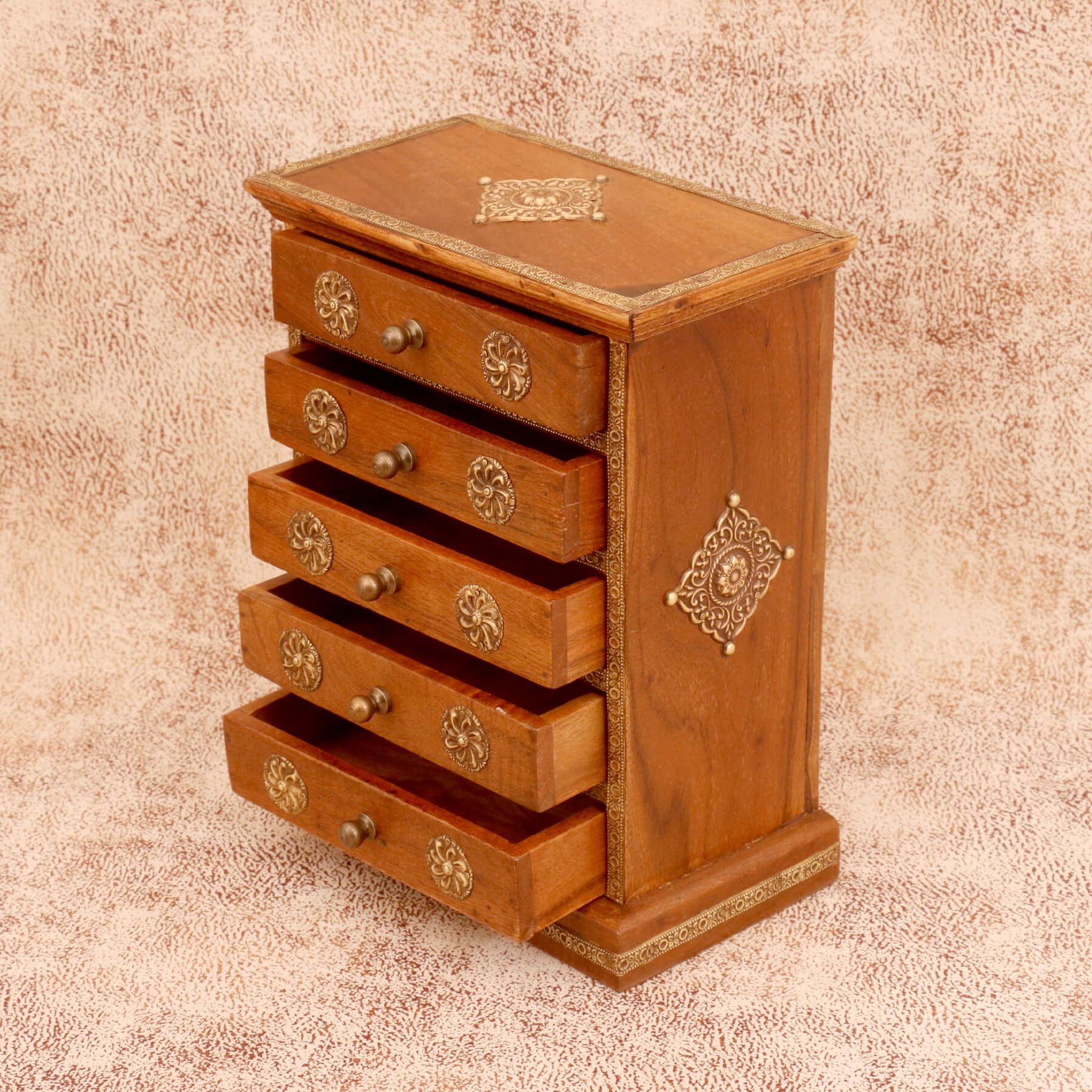 Diamond Tiered Drawers Chest (Natural Tone) Desk Organizer