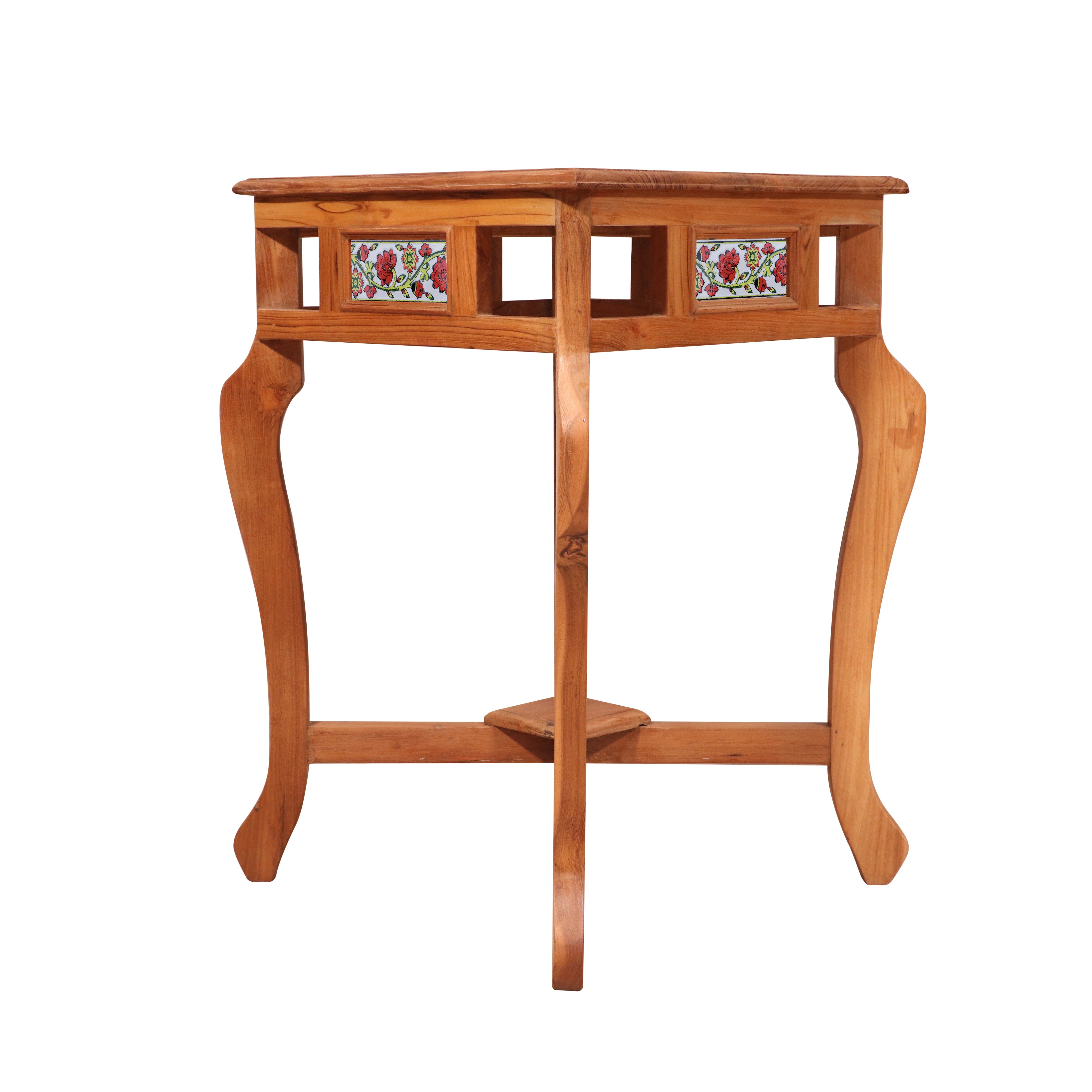 Traditional teak natural tone Table End Table