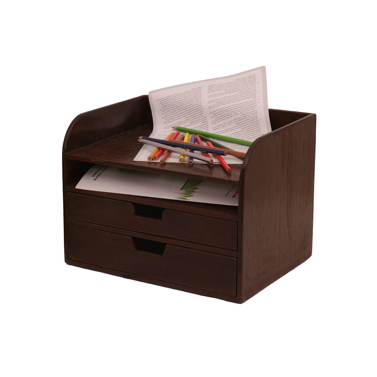 Wooden Office Desk Organizer (Dark Tone) Desk Organizer