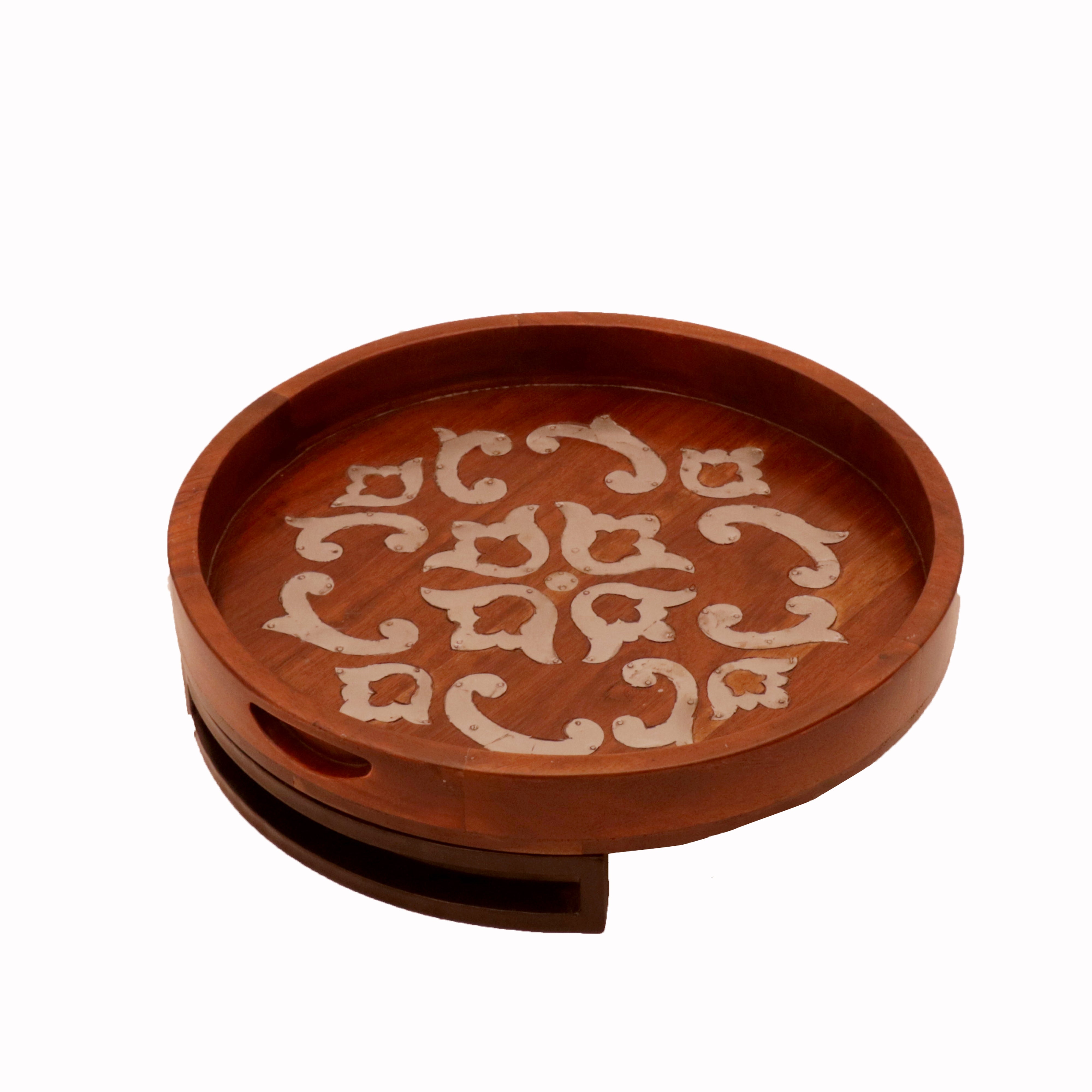 Inlay Patterned Round Tray Tray