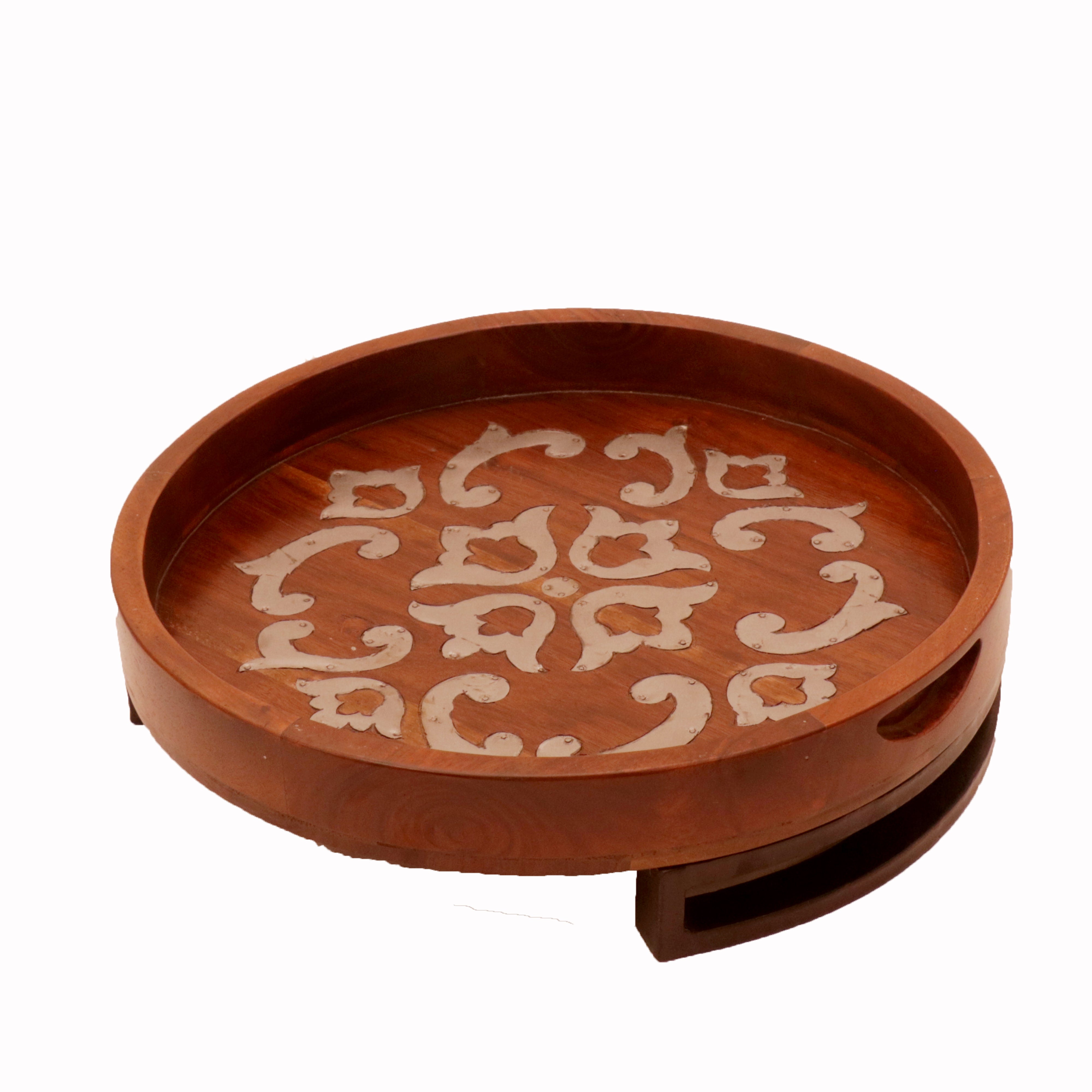 Inlay Patterned Round Tray Tray