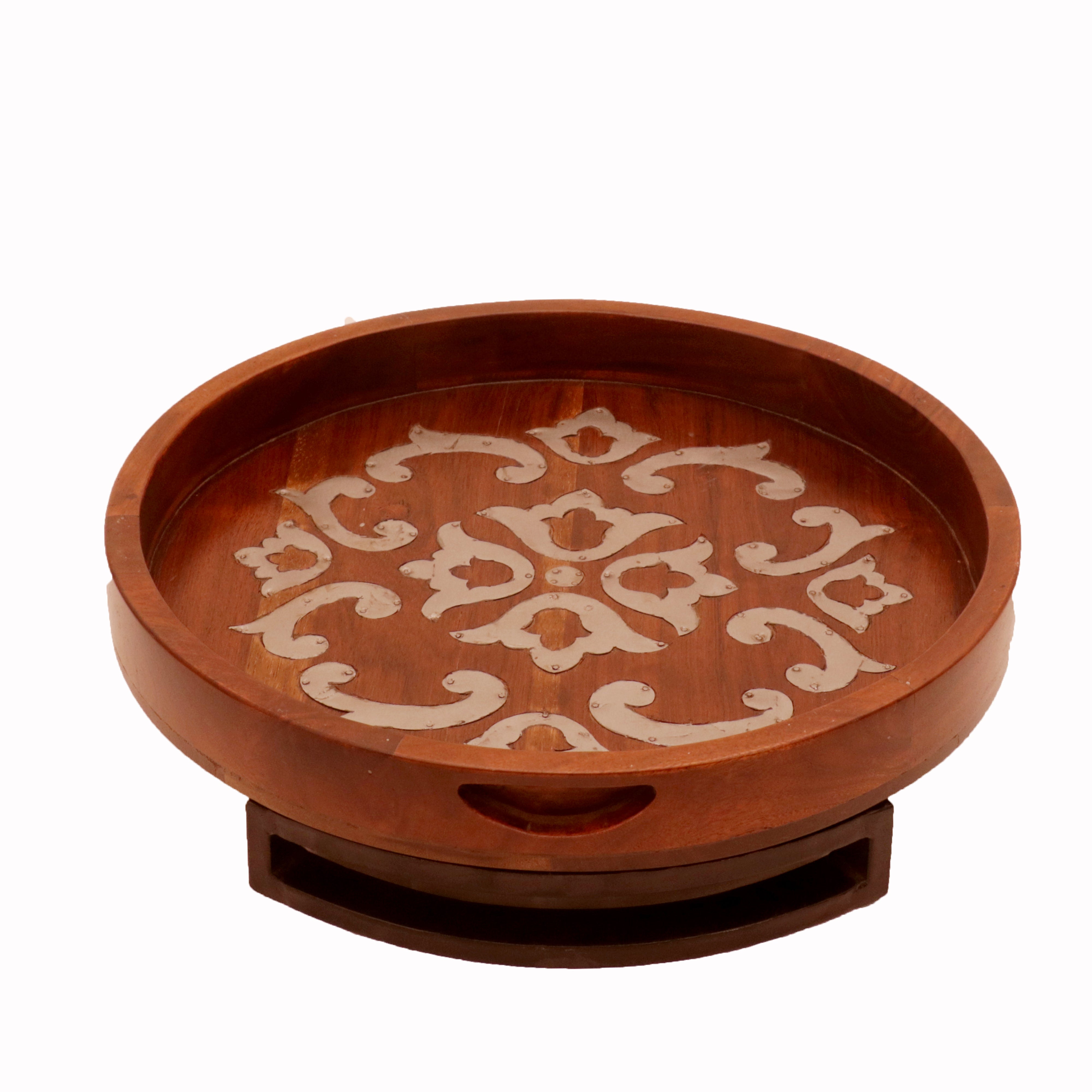 Inlay Patterned Round Tray Tray