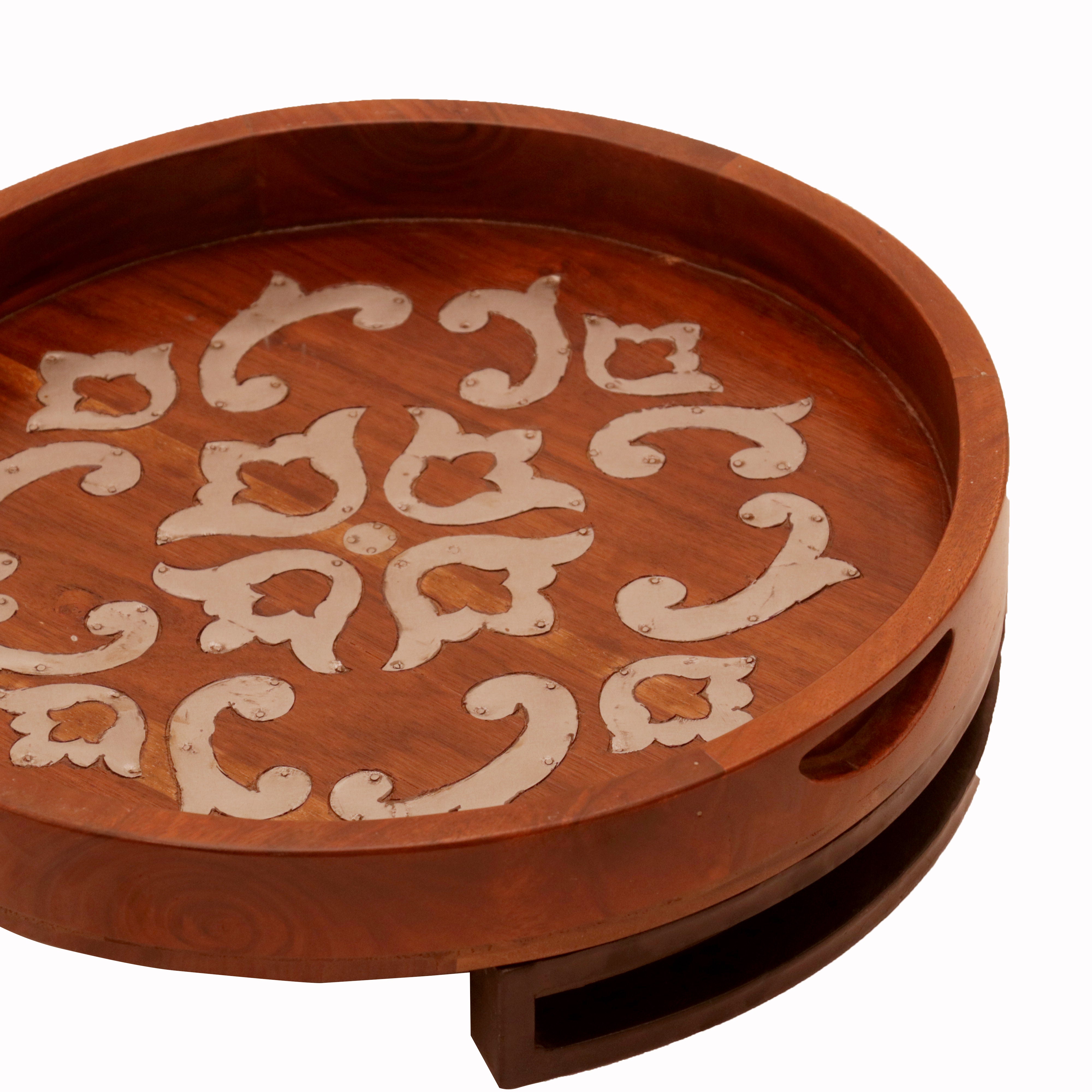 Inlay Patterned Round Tray Tray