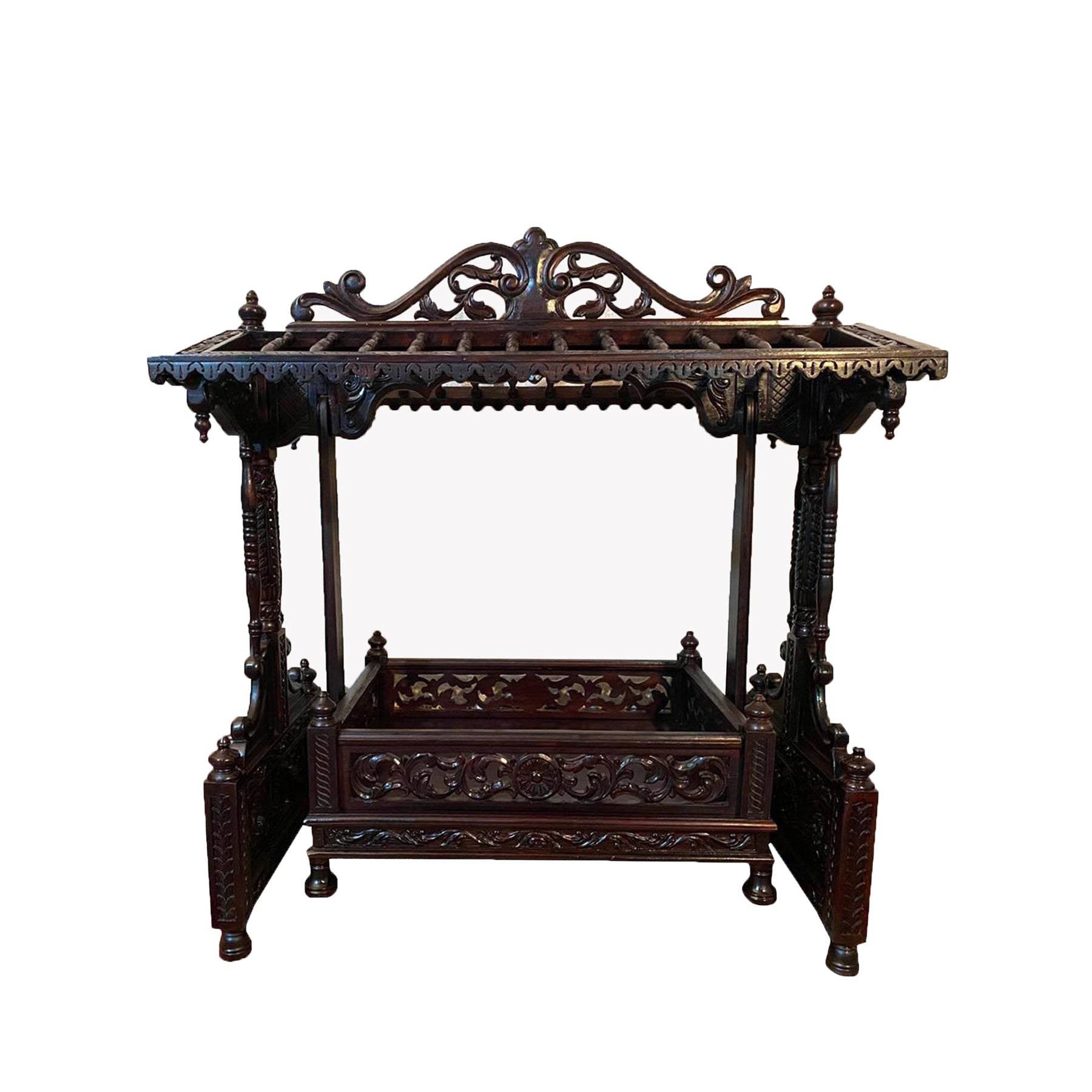 Intricate Traditionally Carved Wooden Handmade Cradle Cradle
