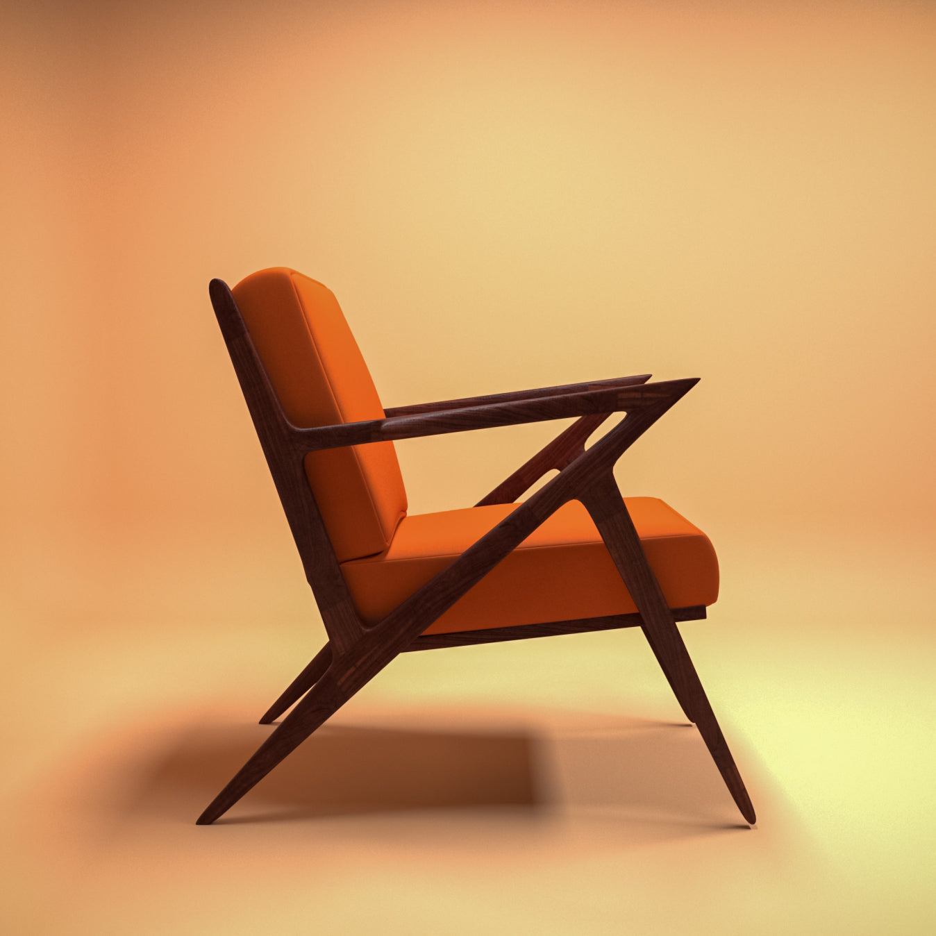 Vintage Modern Finish Wooden Arm Chair Arm Chair