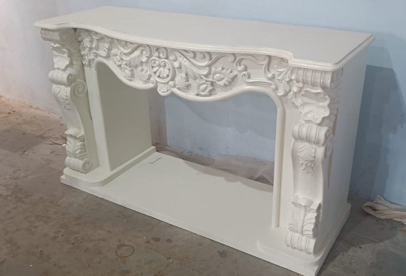 French carved fire mantel premium white deco finishing Console table Fire Mantel