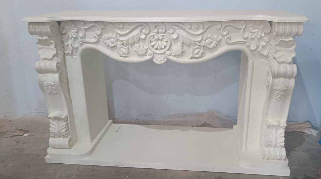 French carved fire mantel premium white deco finishing Console table Fire Mantel