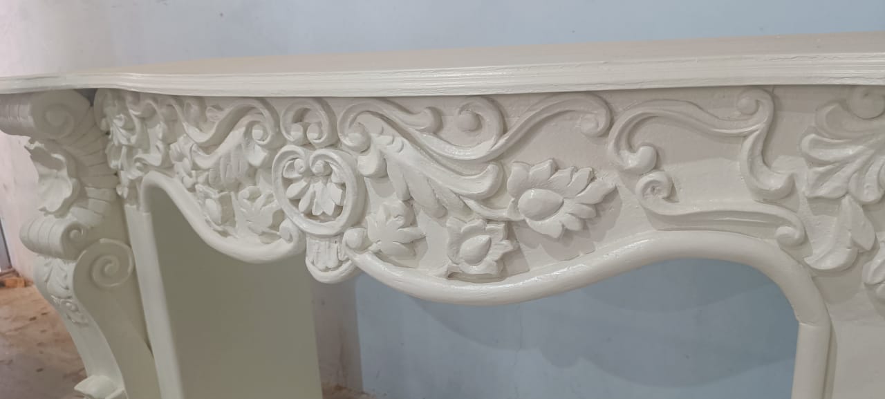 French carved fire mantel premium white deco finishing Console table Fire Mantel
