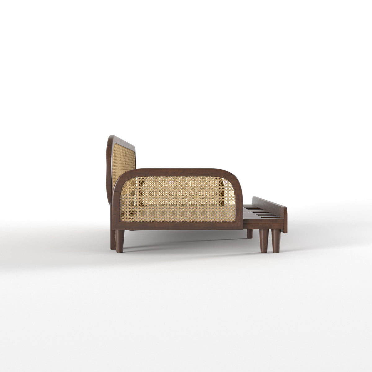 Artisan Luxe Extendable Day Bed with Curved Cane-Style Backrest Sofa cum bed