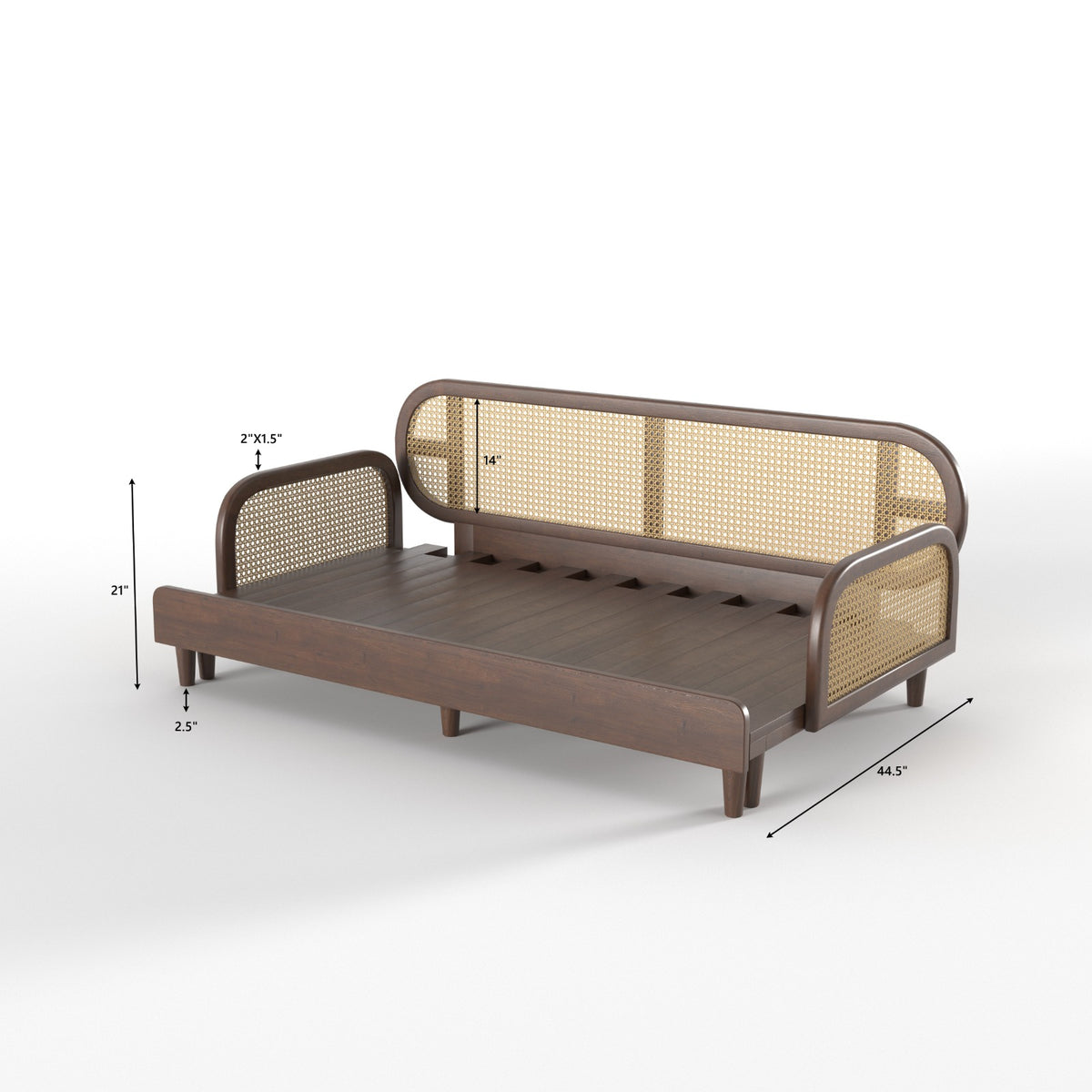 Artisan Luxe Extendable Day Bed with Curved Cane-Style Backrest Sofa cum bed