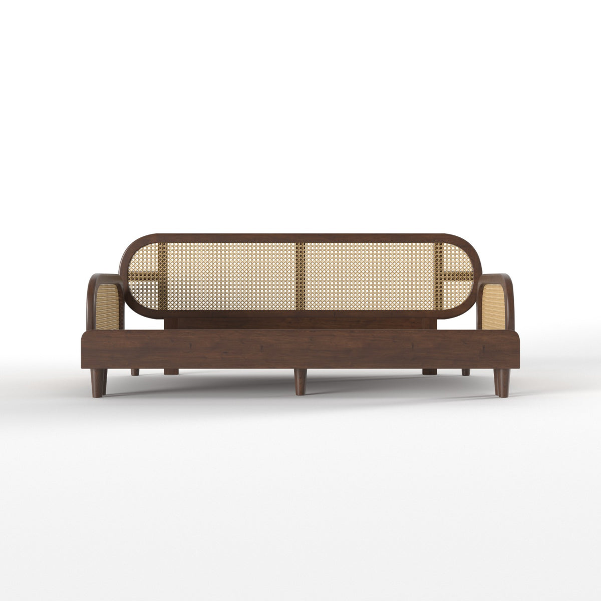 Artisan Luxe Extendable Day Bed with Curved Cane-Style Backrest Sofa cum bed