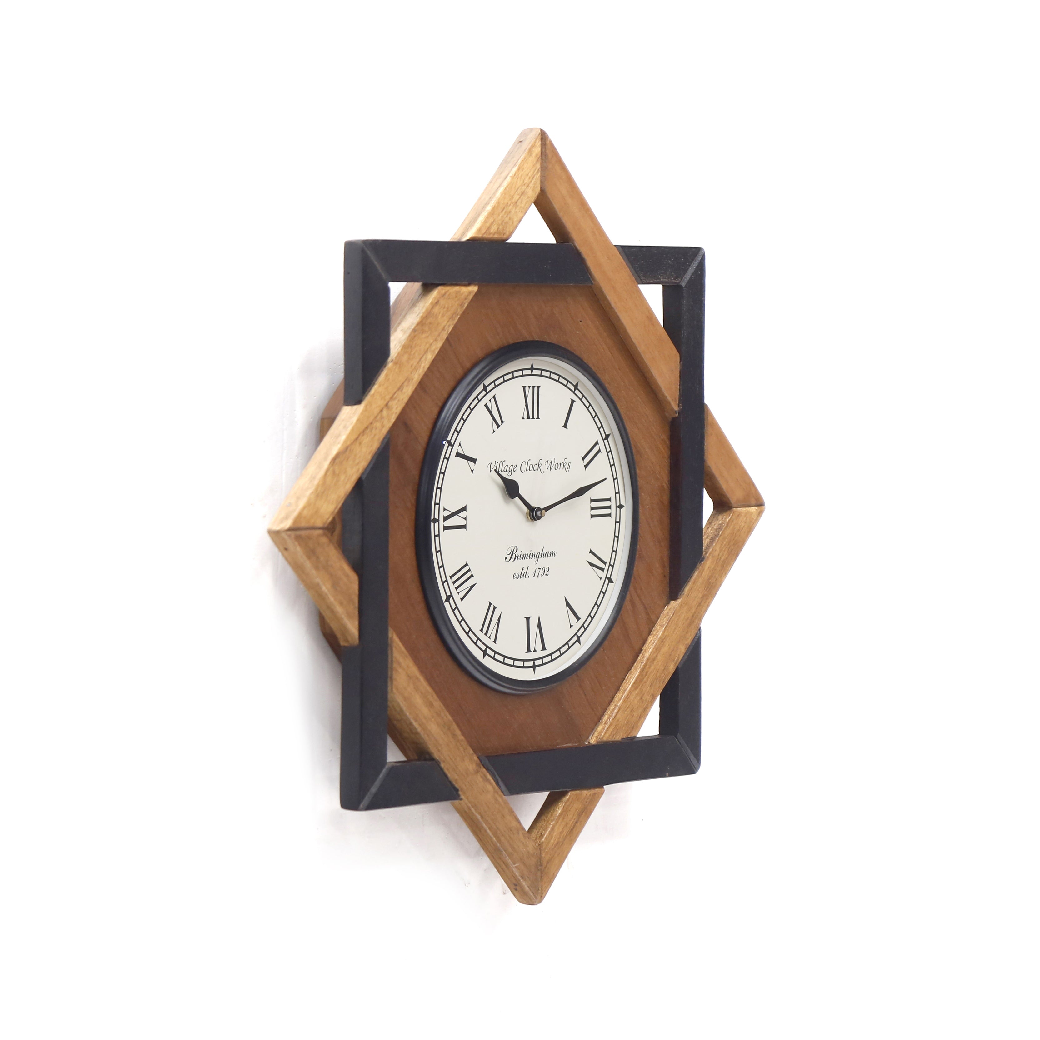 Traditinal Handmade Wooden Diamond shaped Clock Clock