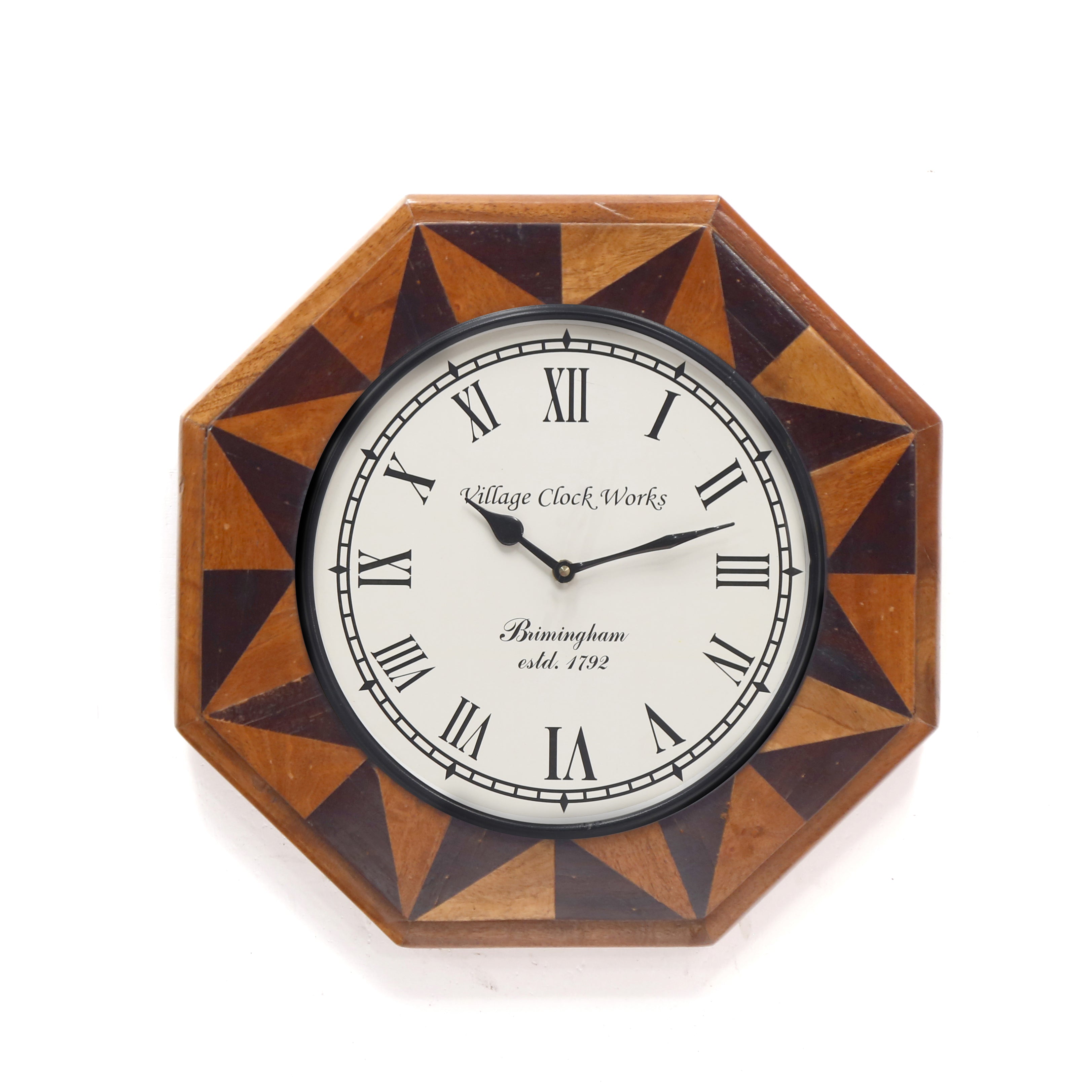 Classic Double Shaded Wooden Handmade Octagonal Wooden Clock Clock
