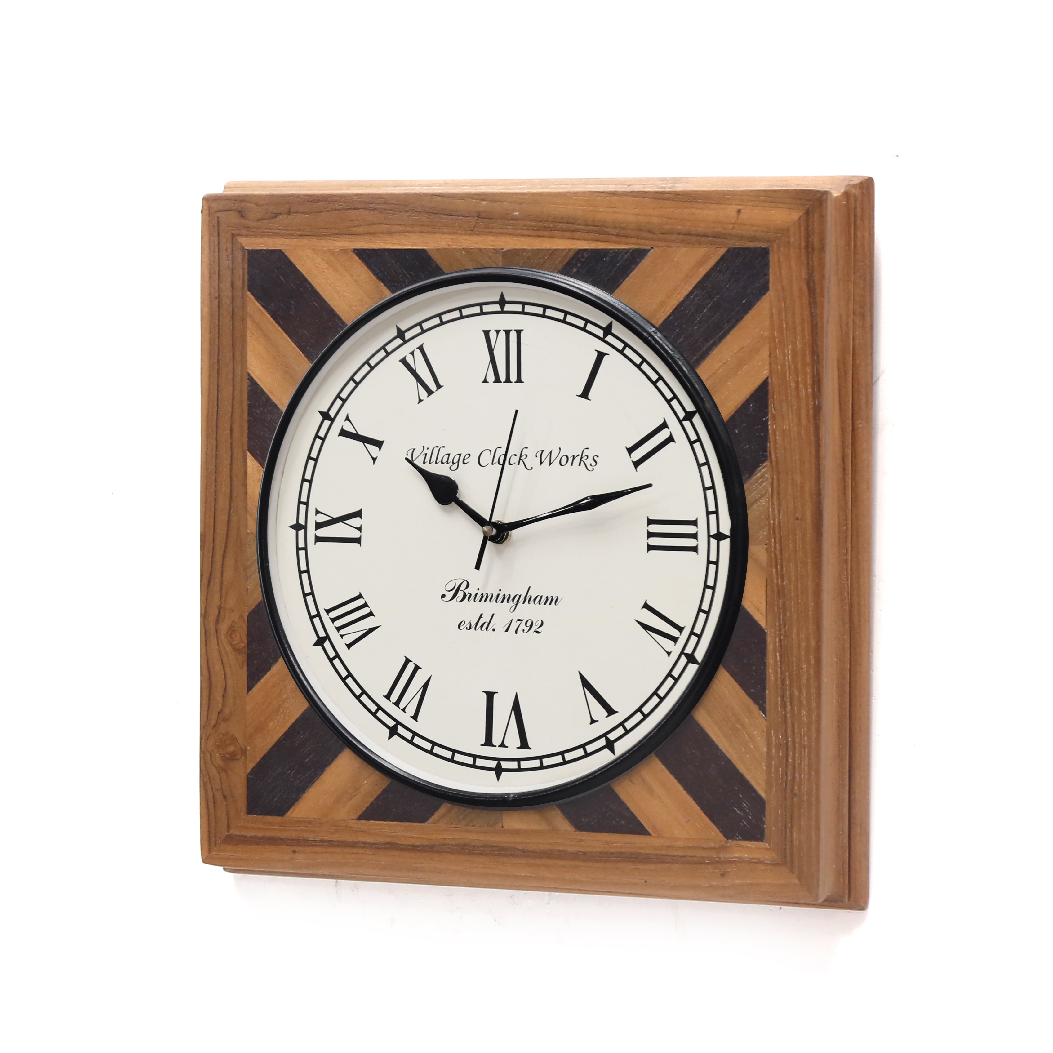 Antique Square Designer Handmade Wooden Clock (Cross) Clock
