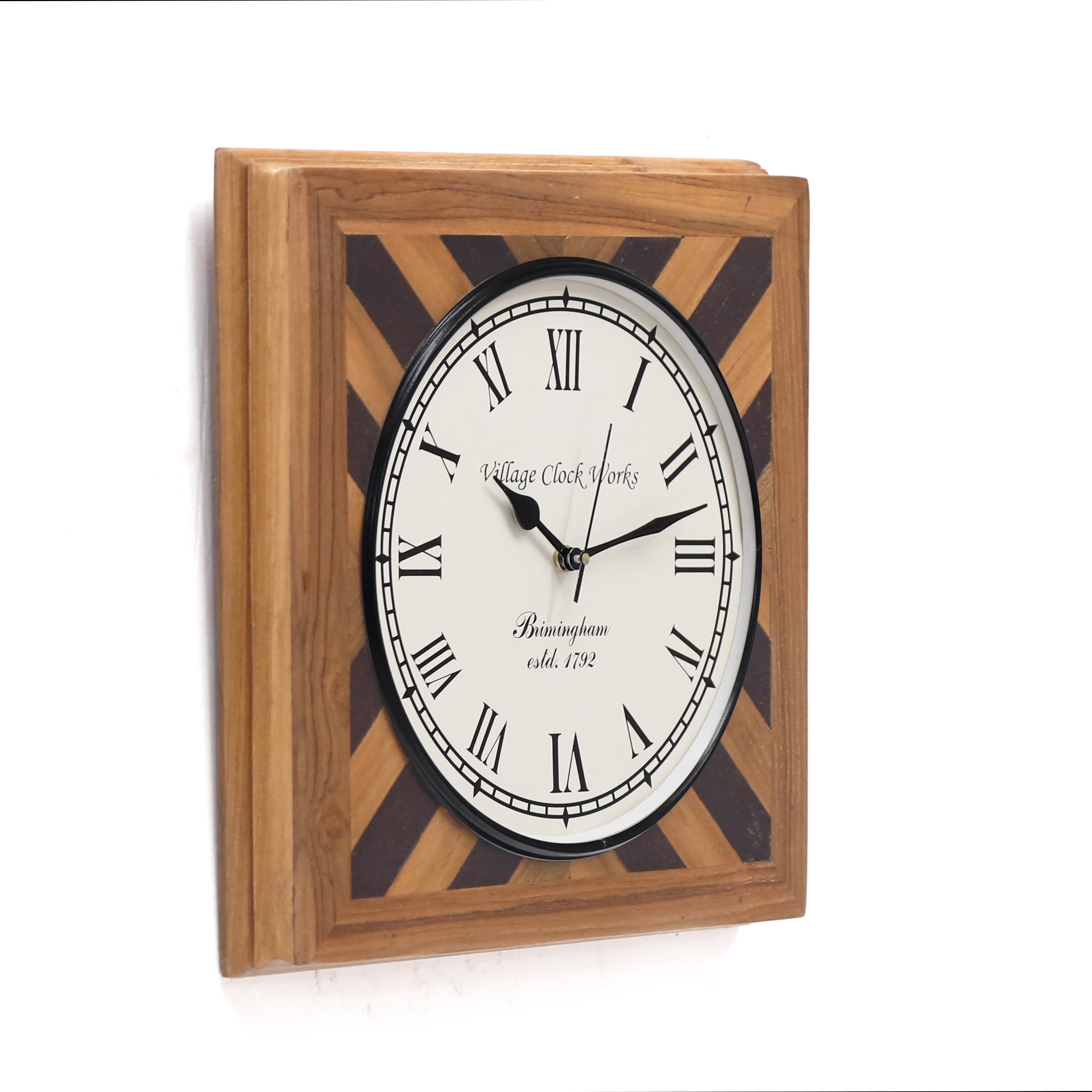 Antique Square Designer Handmade Wooden Clock (Cross) Clock