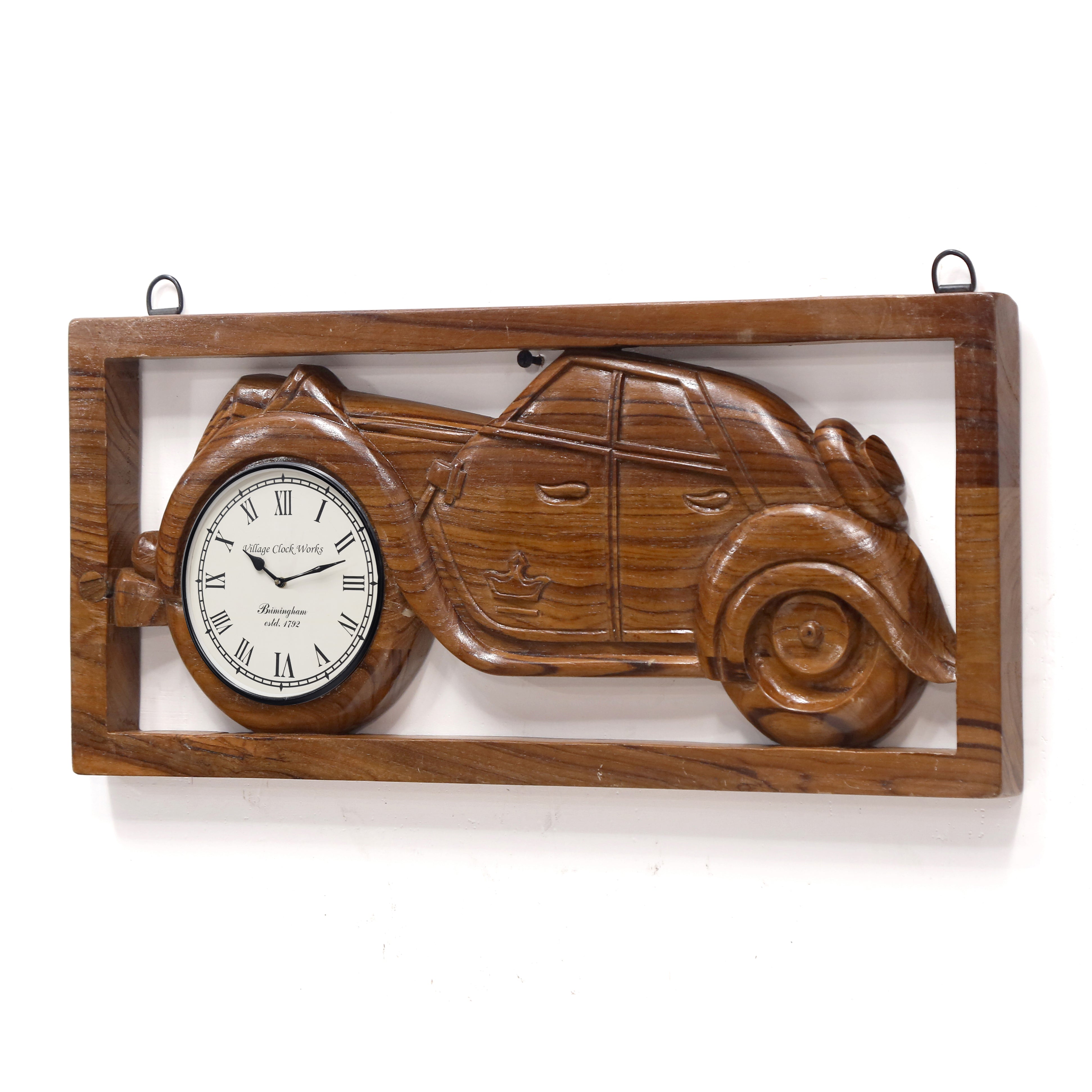 Quaint Ambassador Handmade Wooden Car Carved Clock Clock