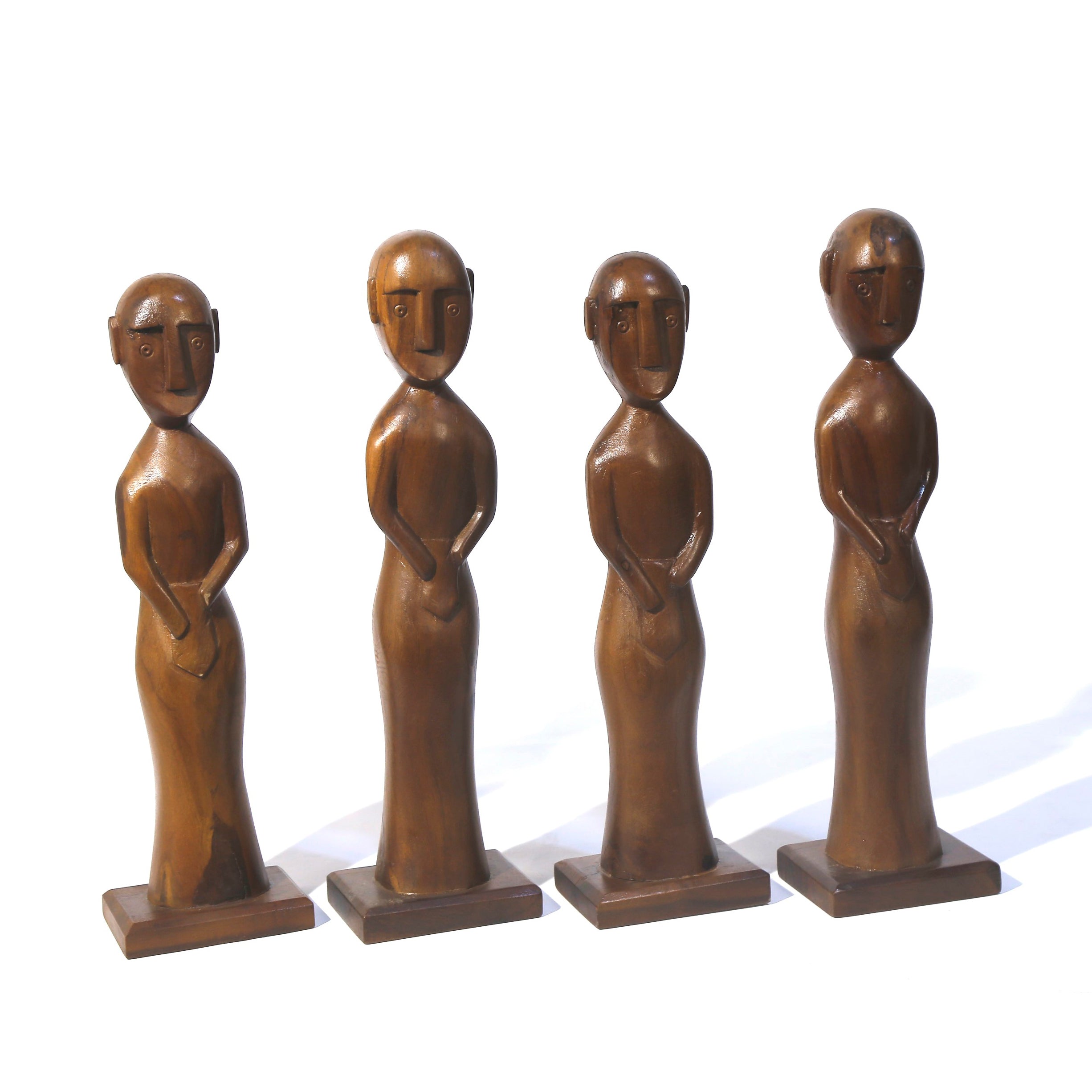 (Set of 4) Artistic Wooden Figurine Traditional Décor