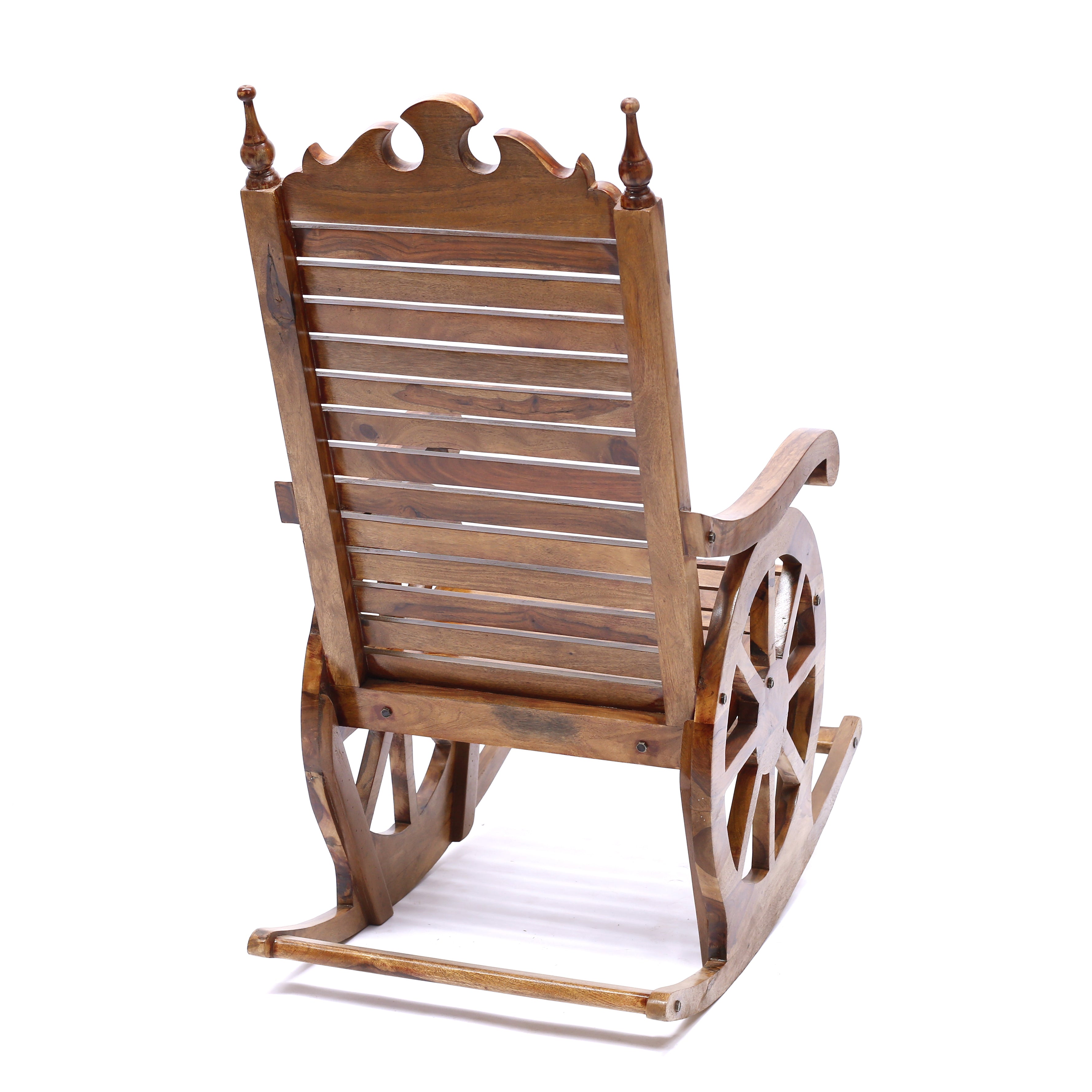 Wheel Inspired Rock Sheesham Rocking Chair Rocking Chair