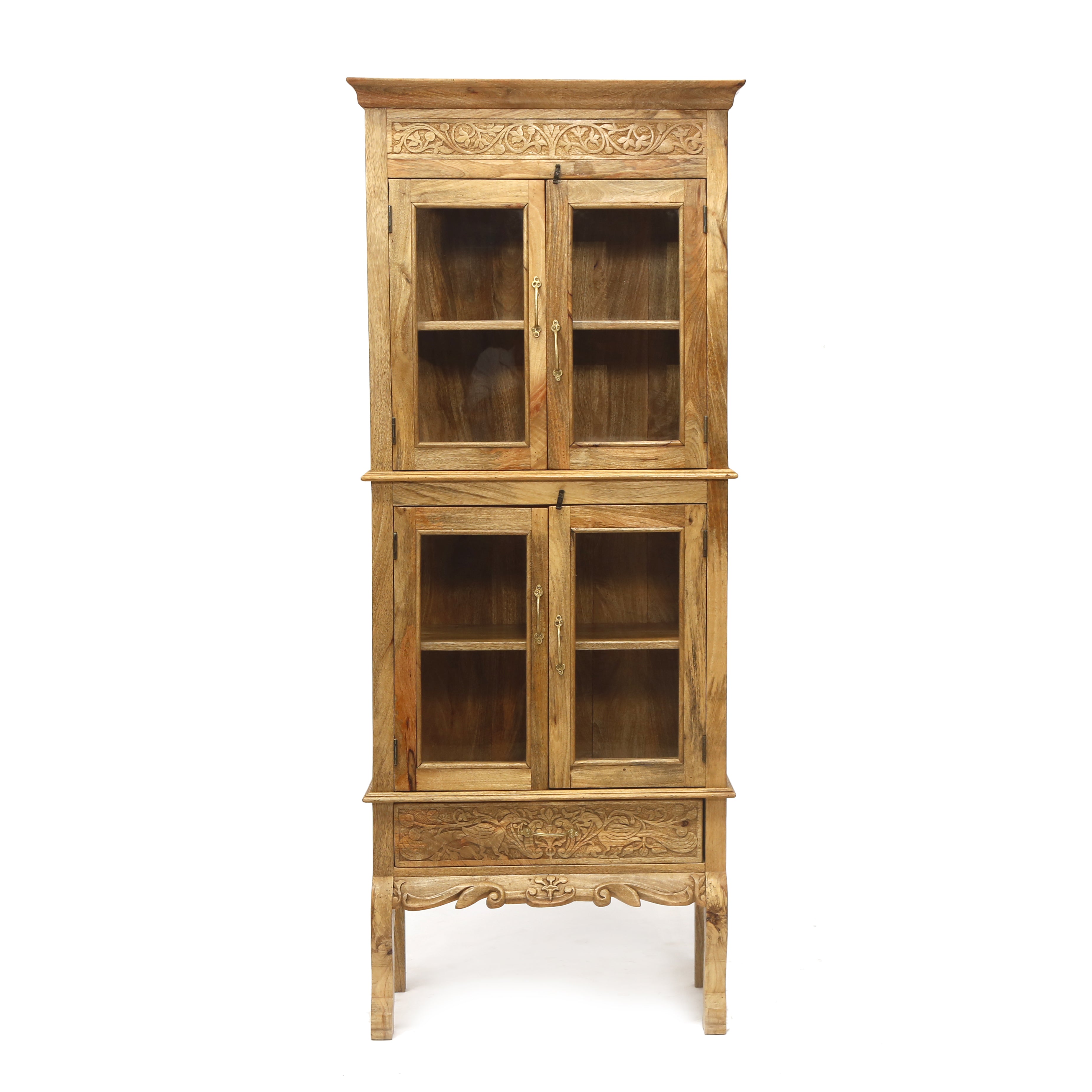 Wooden 2-Part Intricate Designed Cabinet Cupboard
