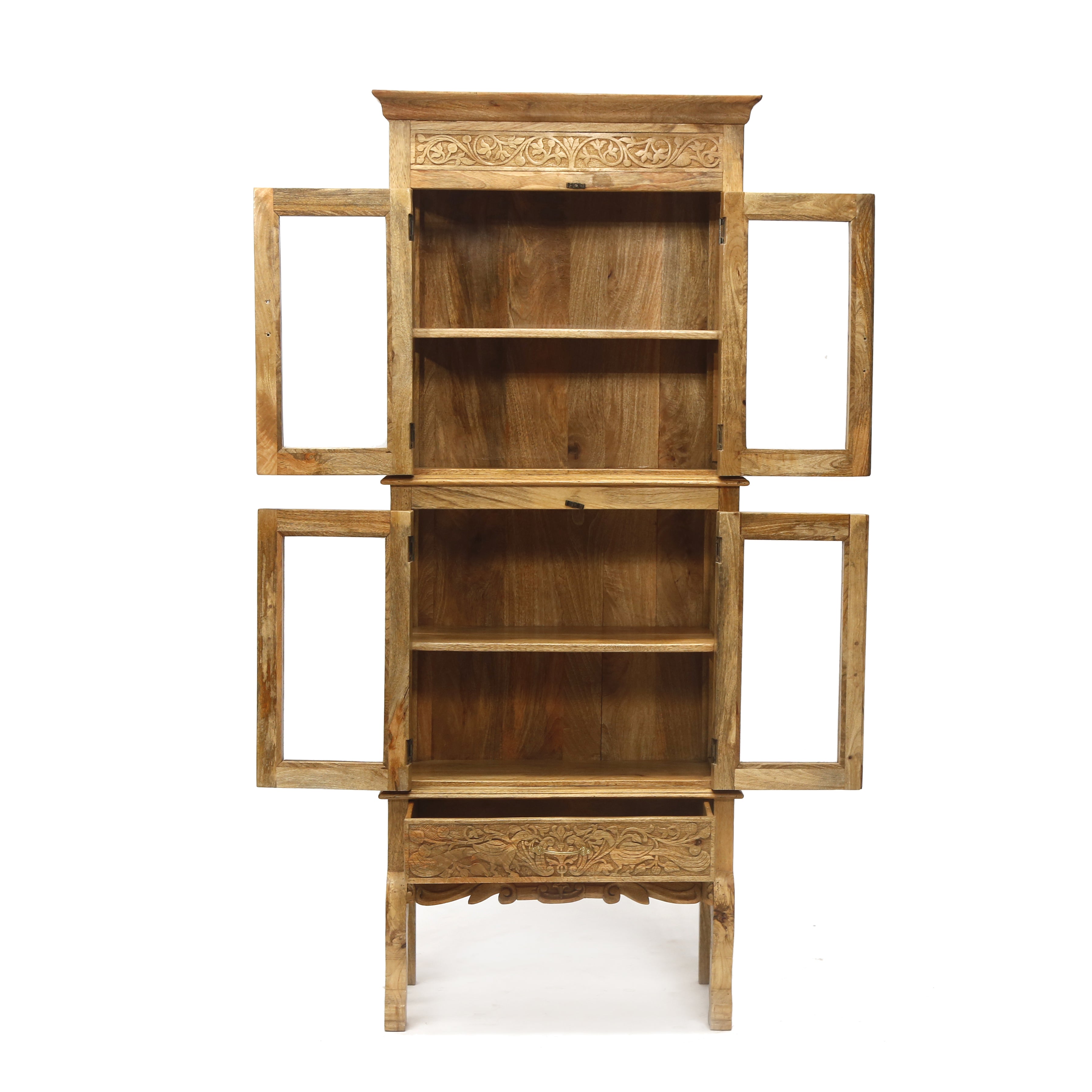 Wooden 2-Part Intricate Designed Cabinet Cupboard