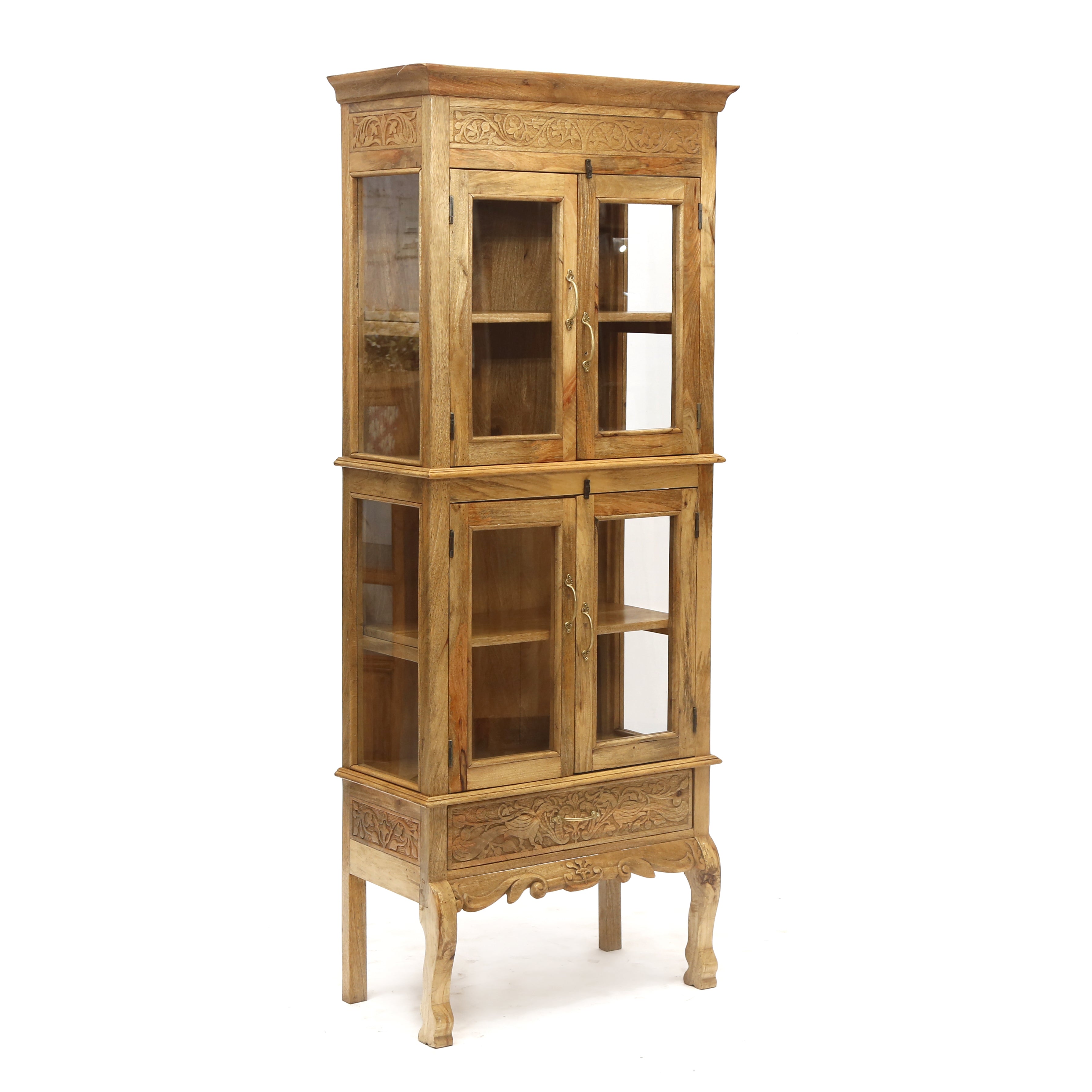 Wooden 2-Part Intricate Designed Cabinet Cupboard