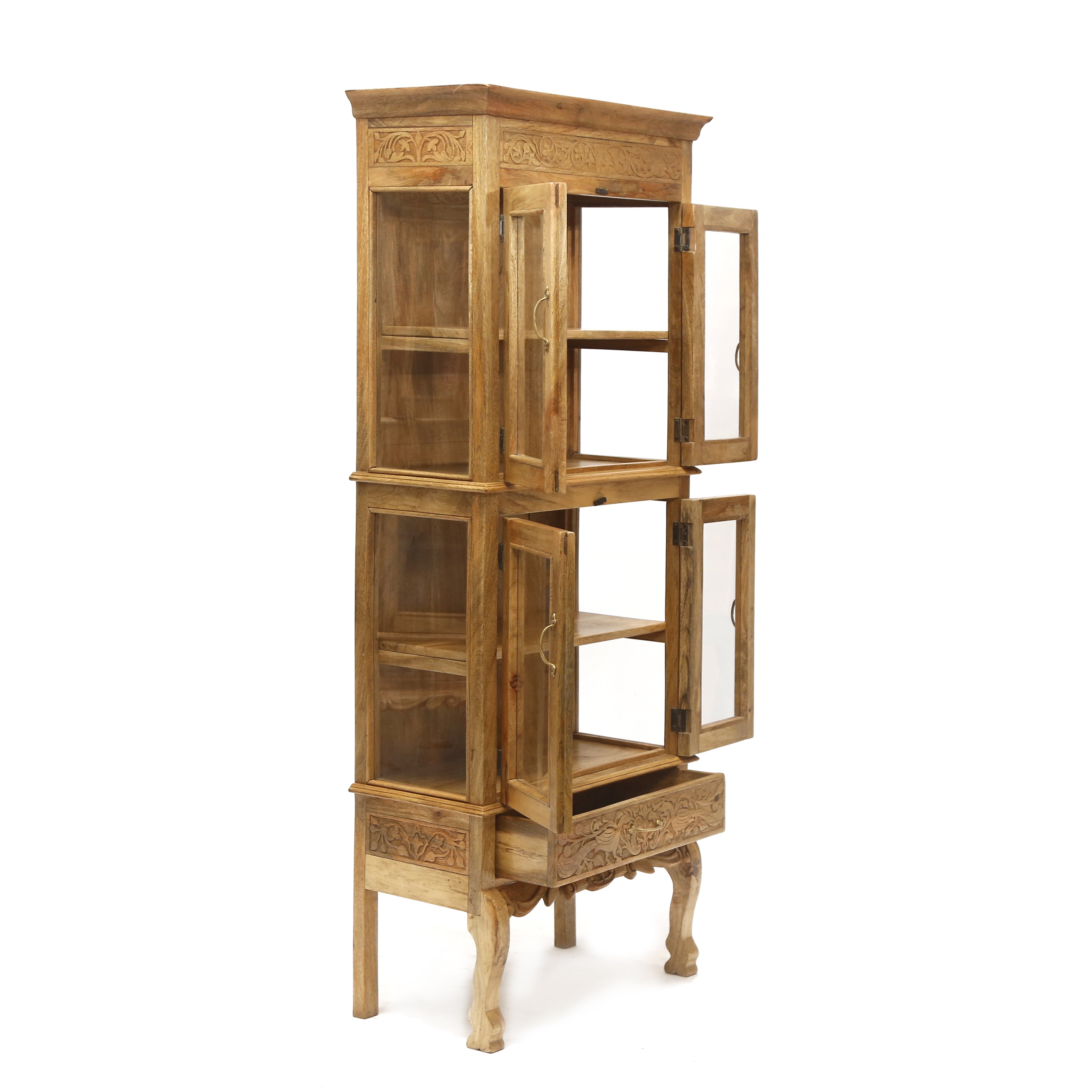 Wooden 2-Part Intricate Designed Cabinet Cupboard