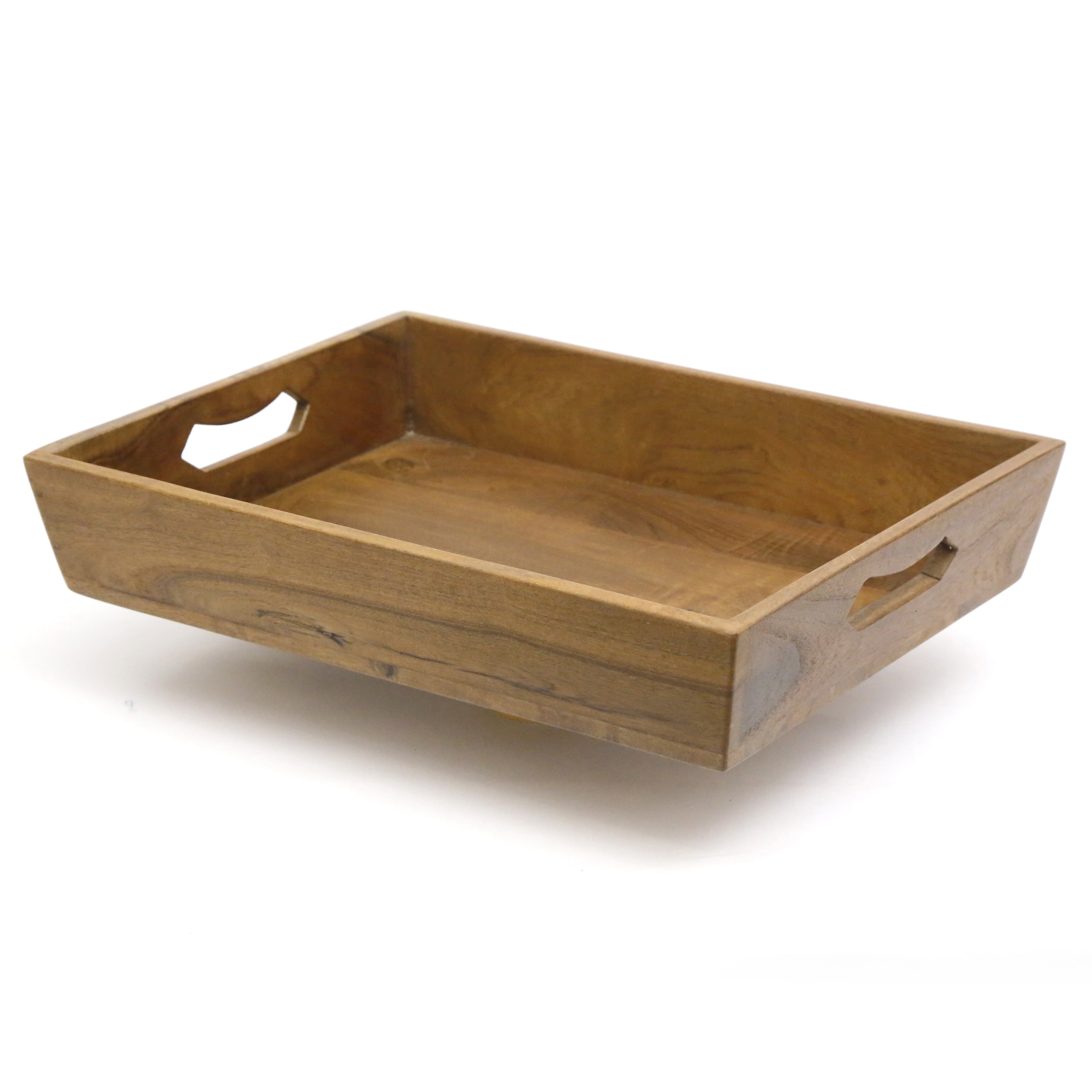 Slant Handle Wooden Tray Set Tray