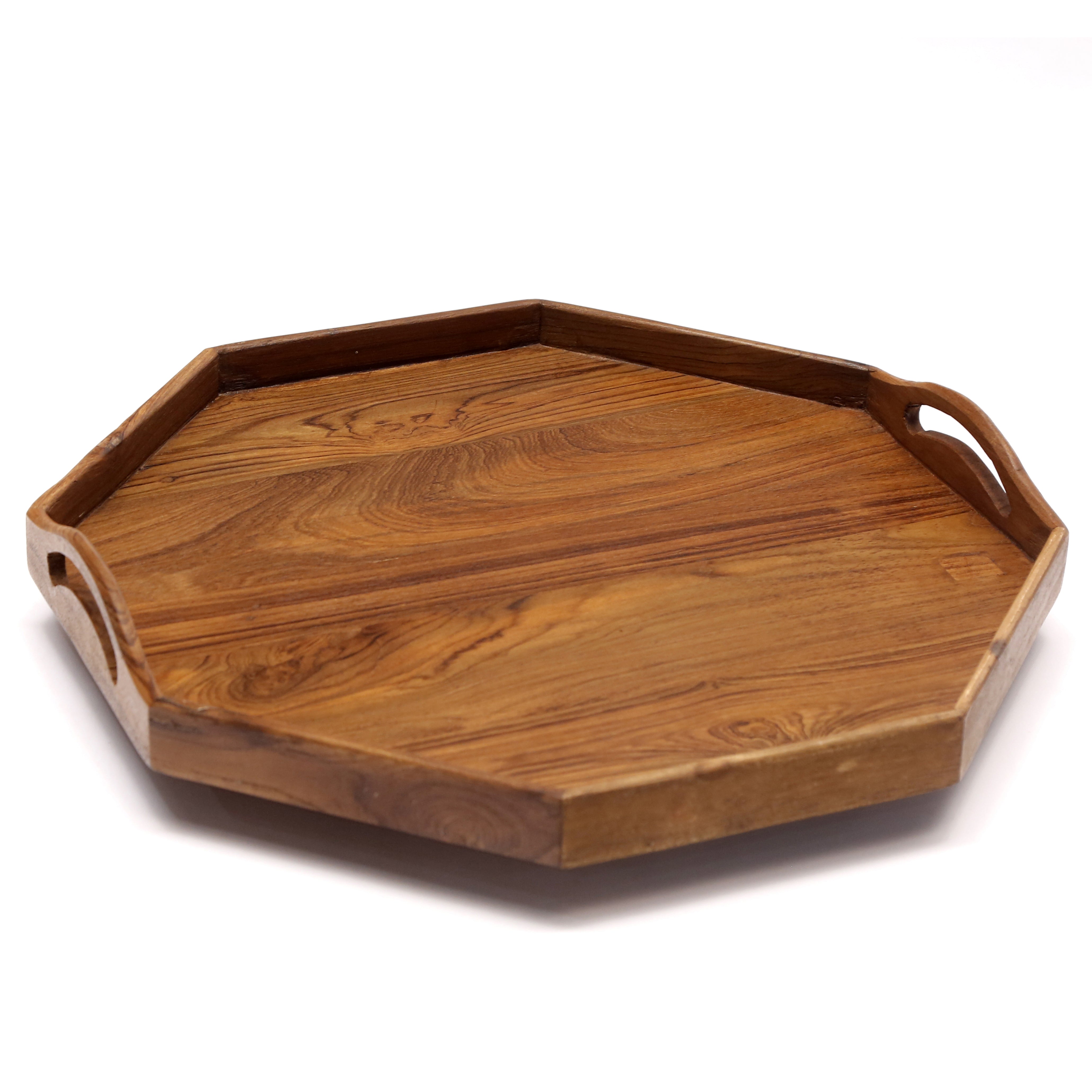 Wooden Octagonal-handle Tray Set Tray