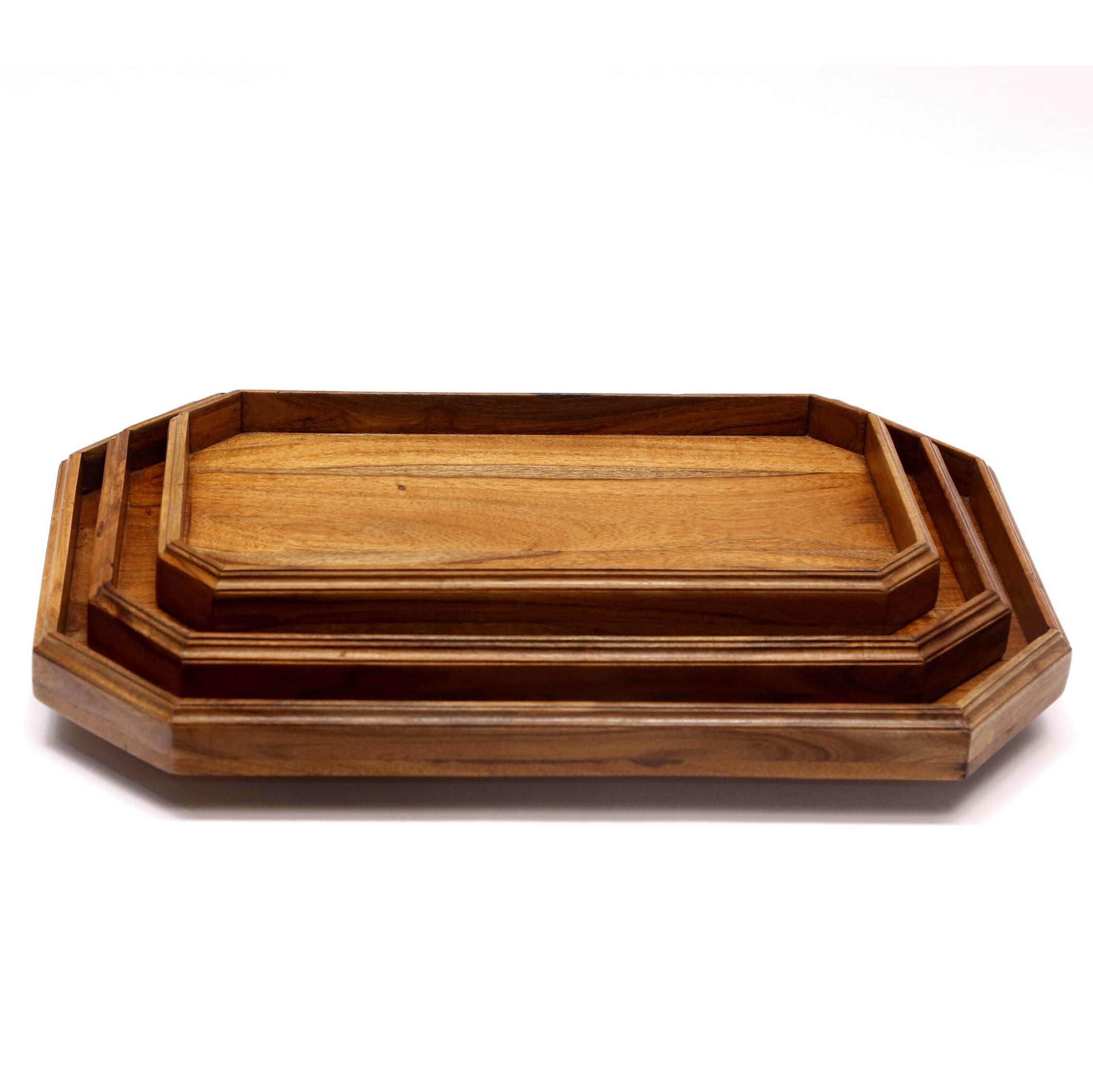 Octagon Wood Tray- Set of 3 Tray