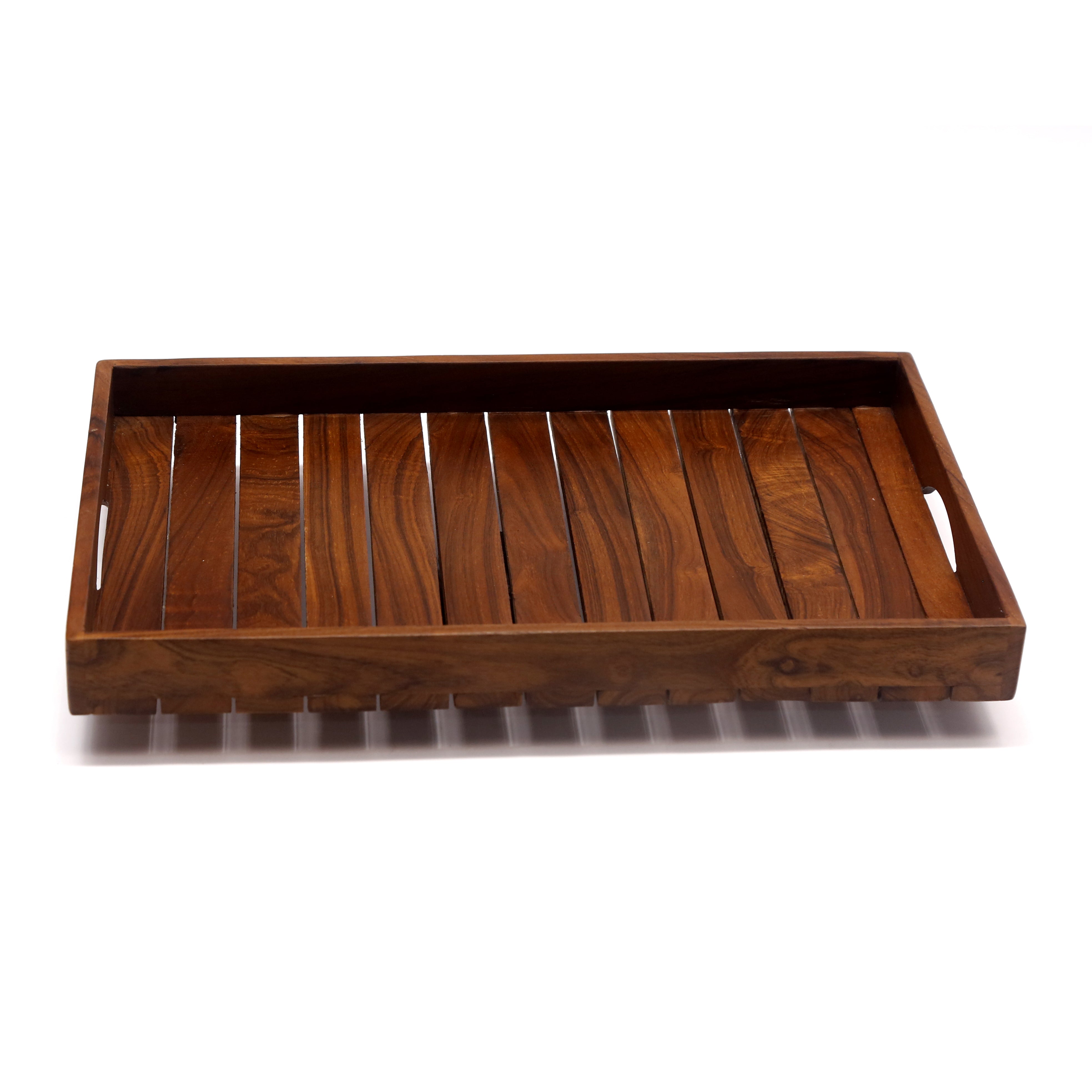 Plain Strip Square Wooden Tray Set Tray