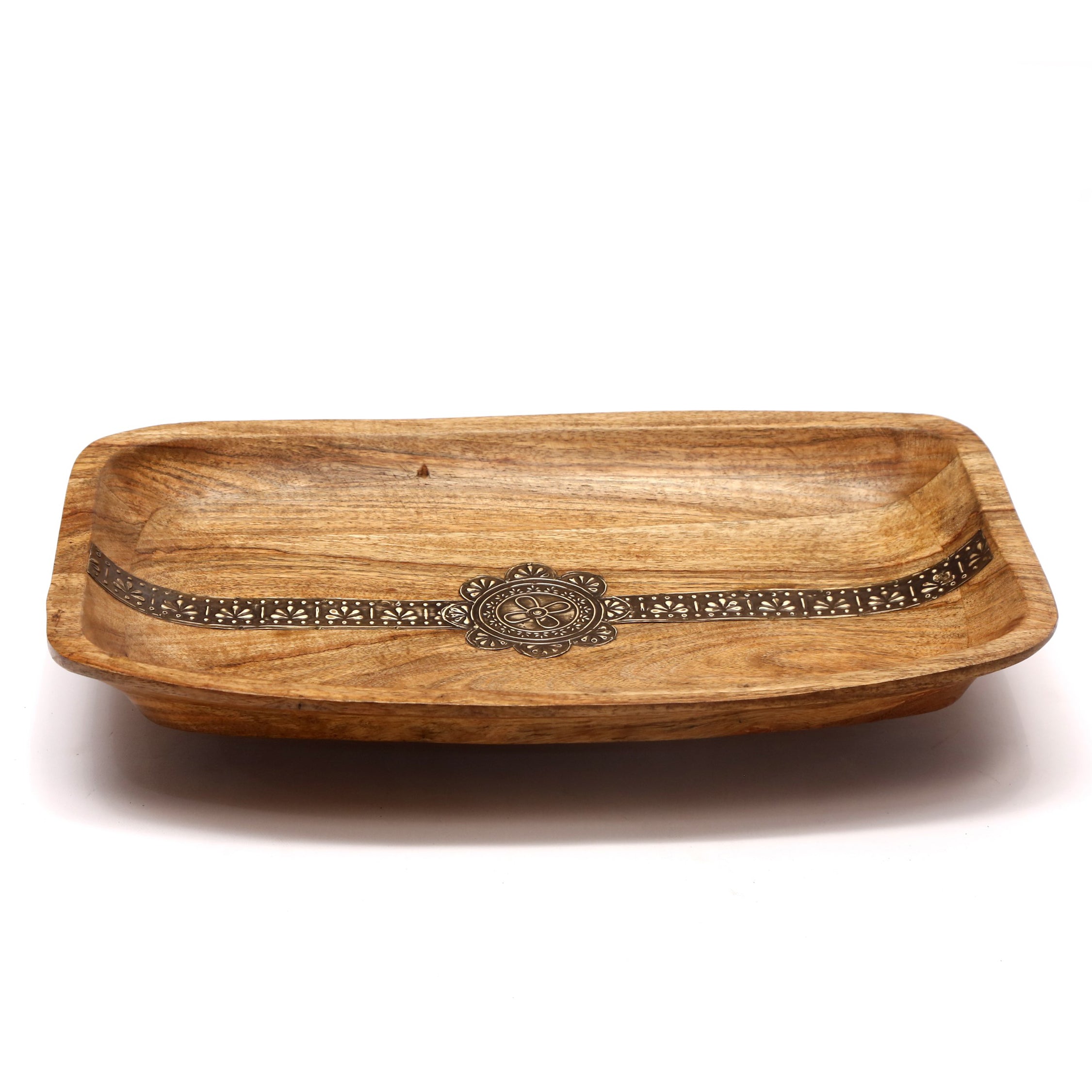 Metallic fitted wooden Tray Platter
