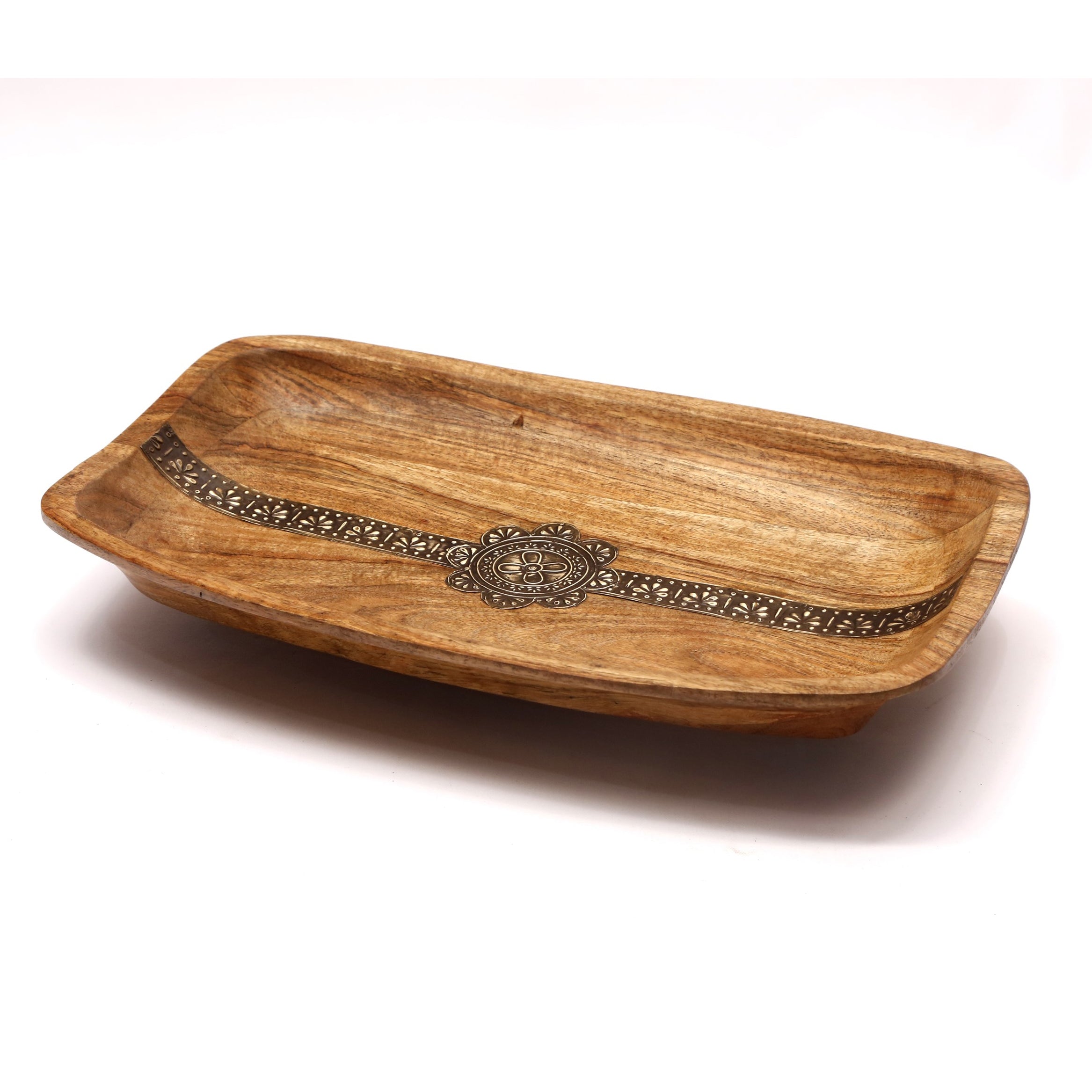 Metallic fitted wooden Tray Platter