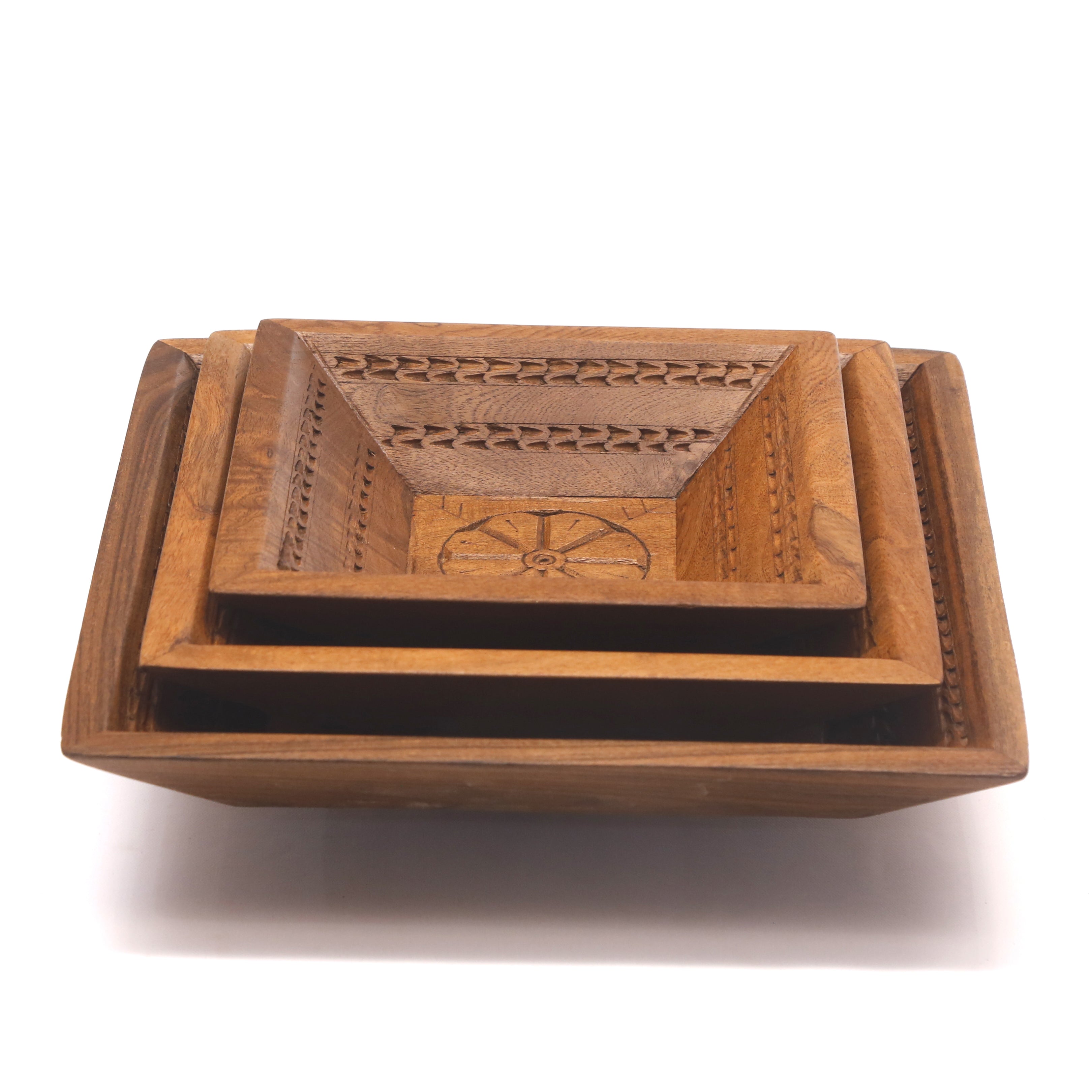 Simple Rustic Carved Tray Set Tray