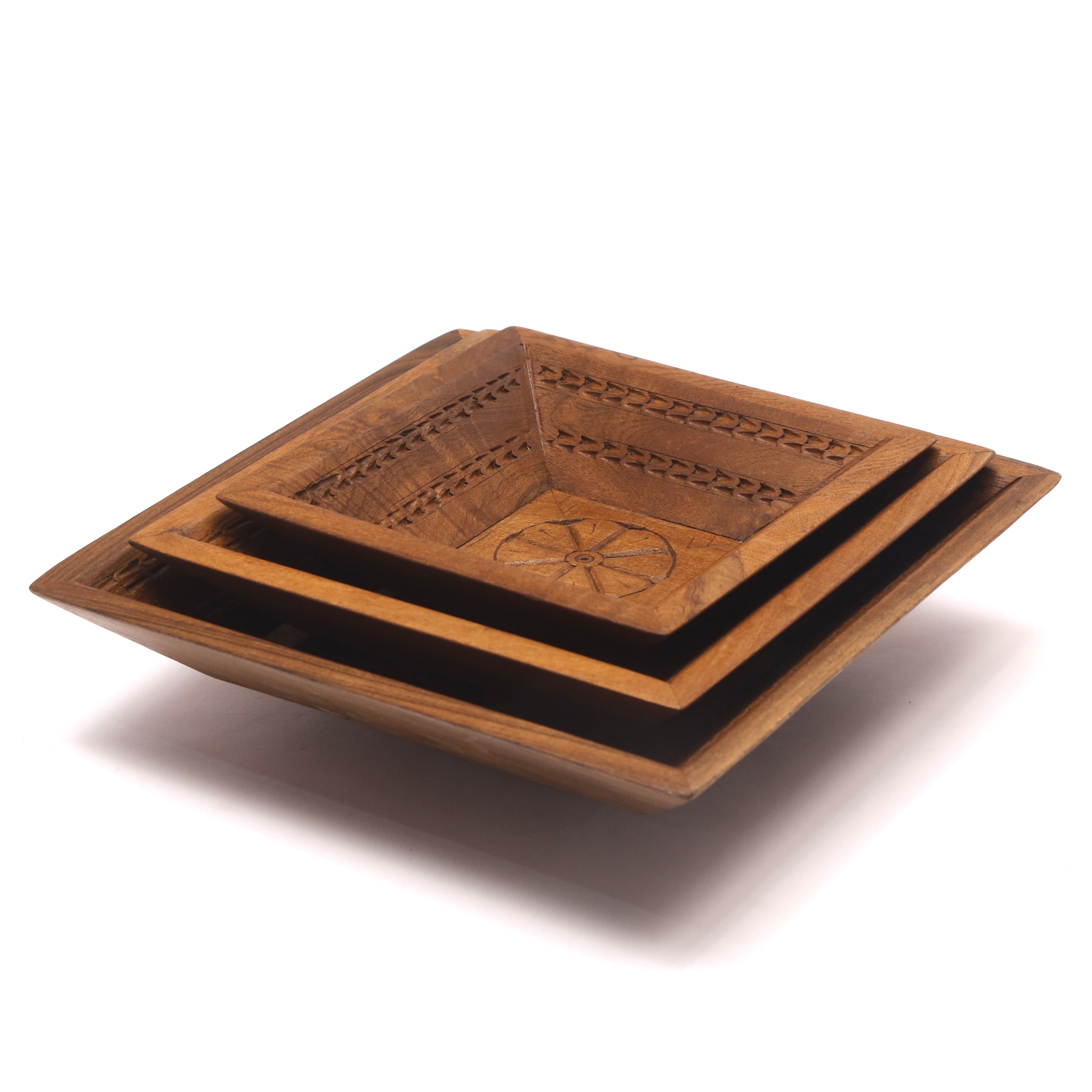 Simple Rustic Carved Tray Set Tray