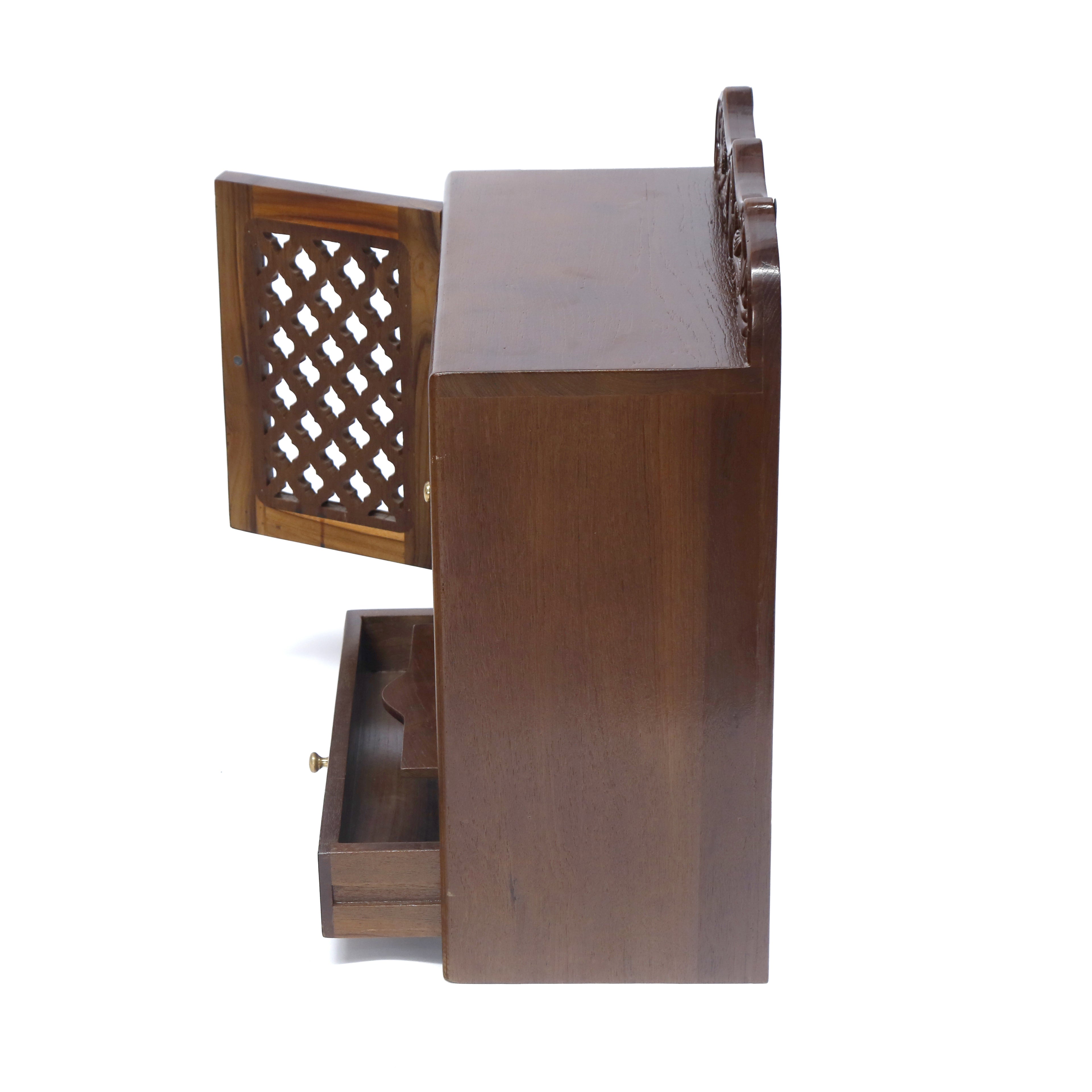 God Carved Panel 1 Drawer with Tray Wooden Temple Temple