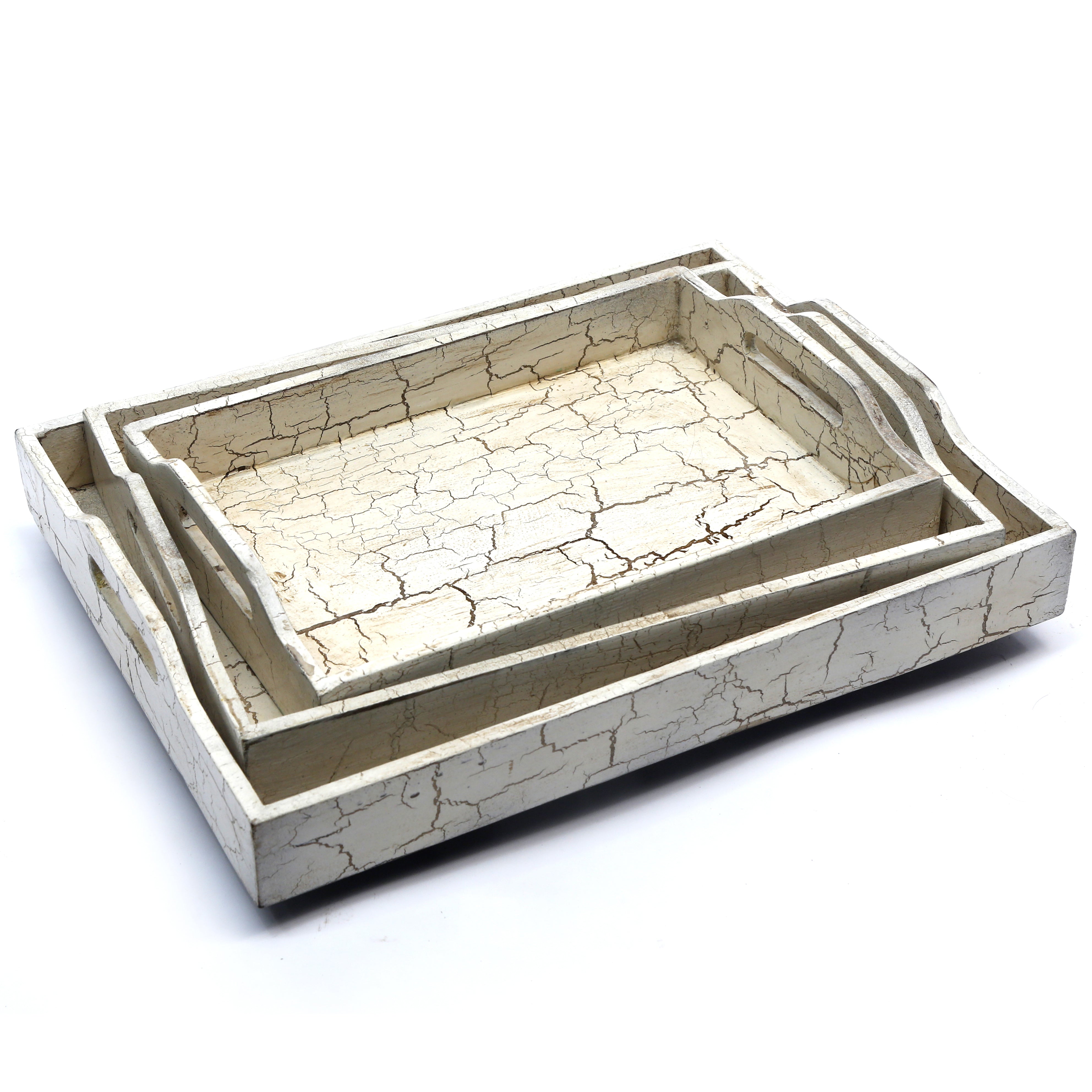 White Distressed Tray Set Tray