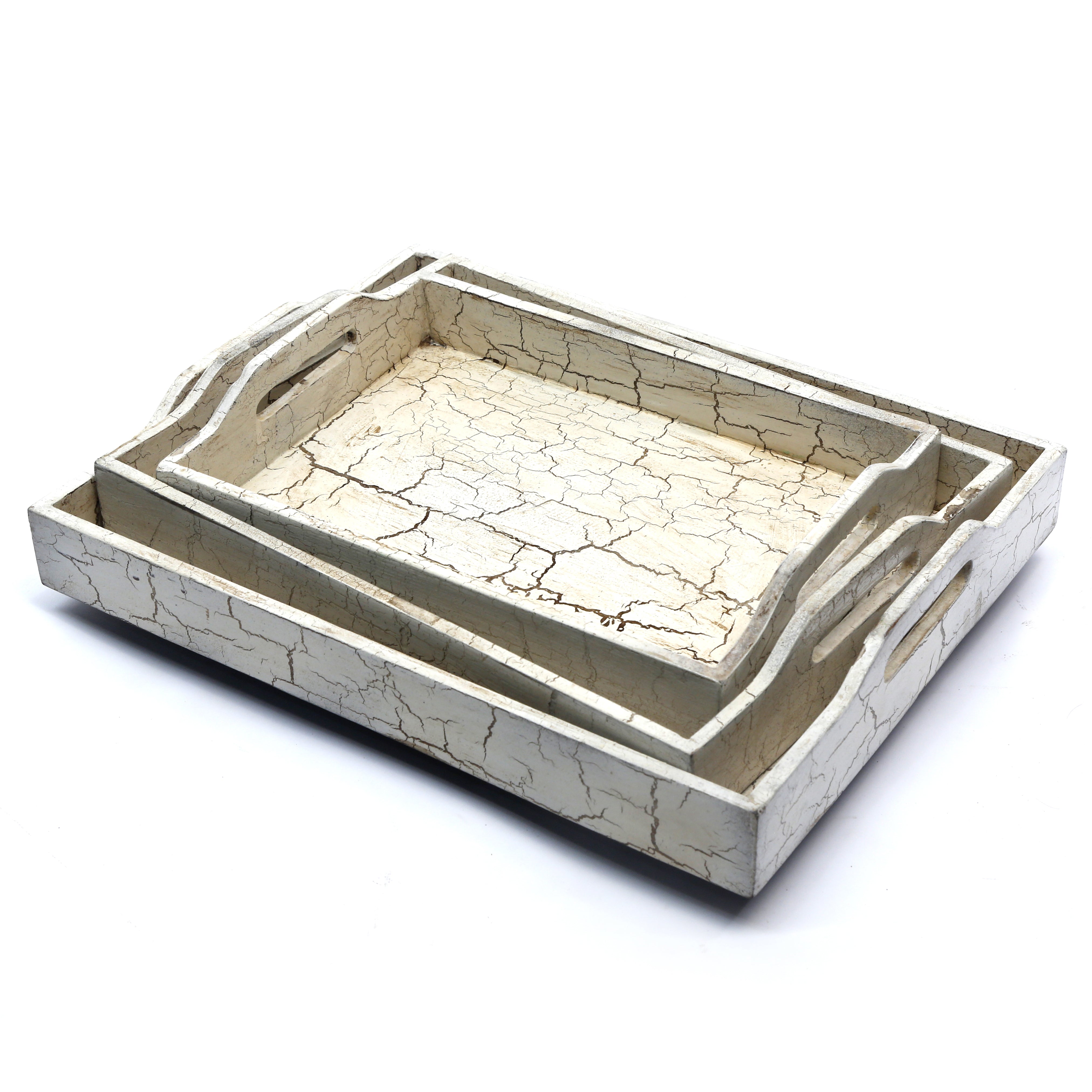 White Distressed Tray Set Tray