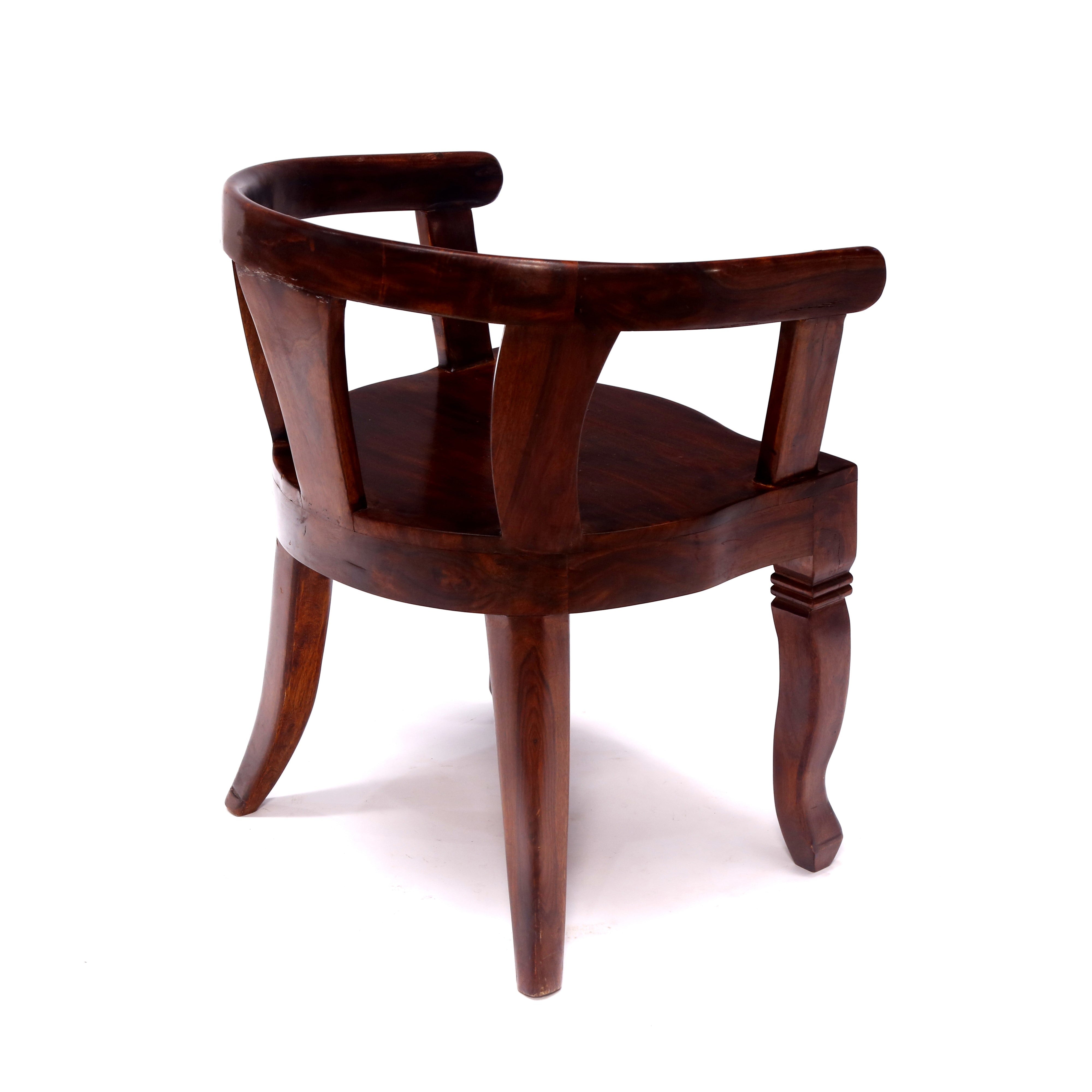 Dark Tone Rounded Arms Sheesham Wood Chair Arm Chair