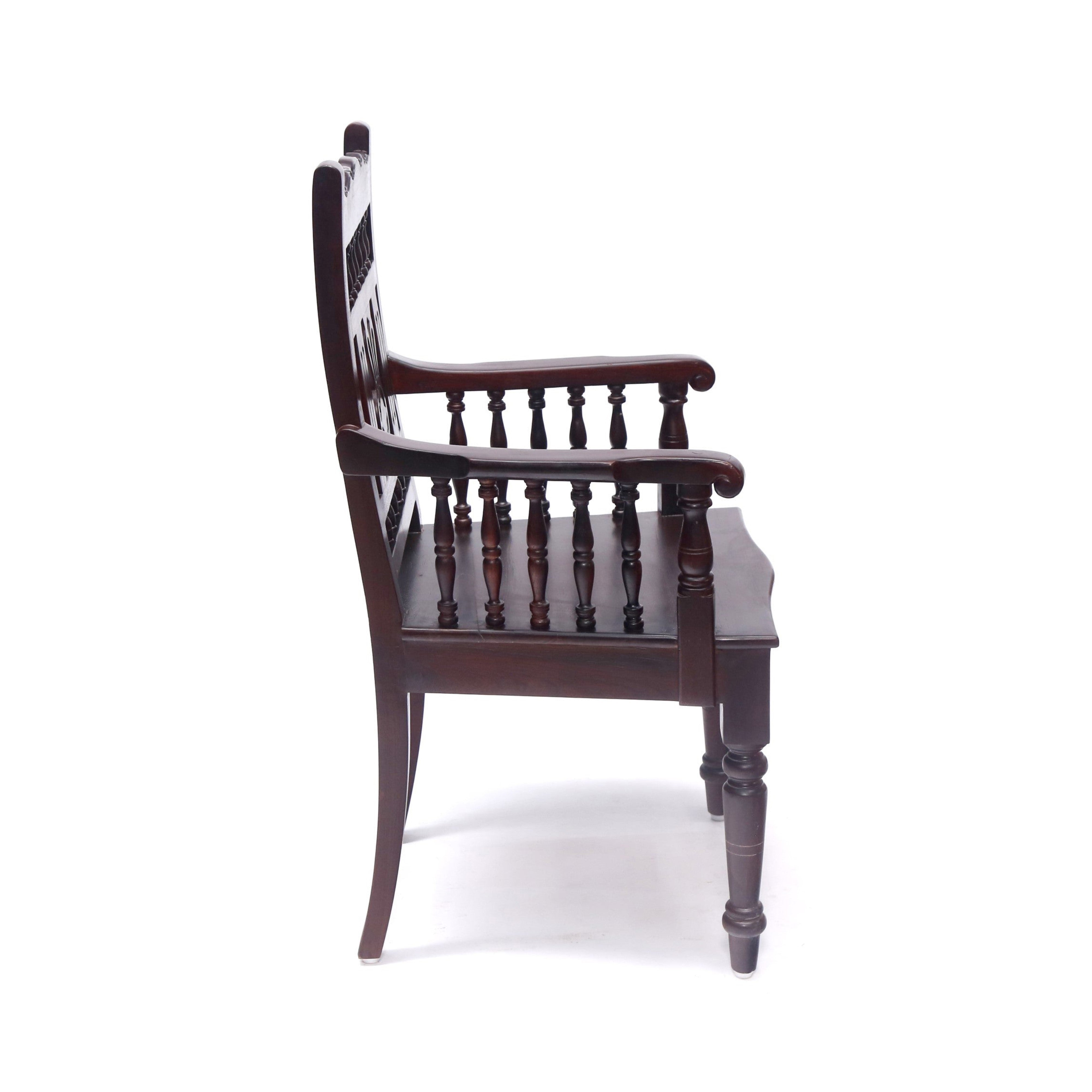 Mahogany Tone Intricate Handmade Royal Carved Chair Arm Chair