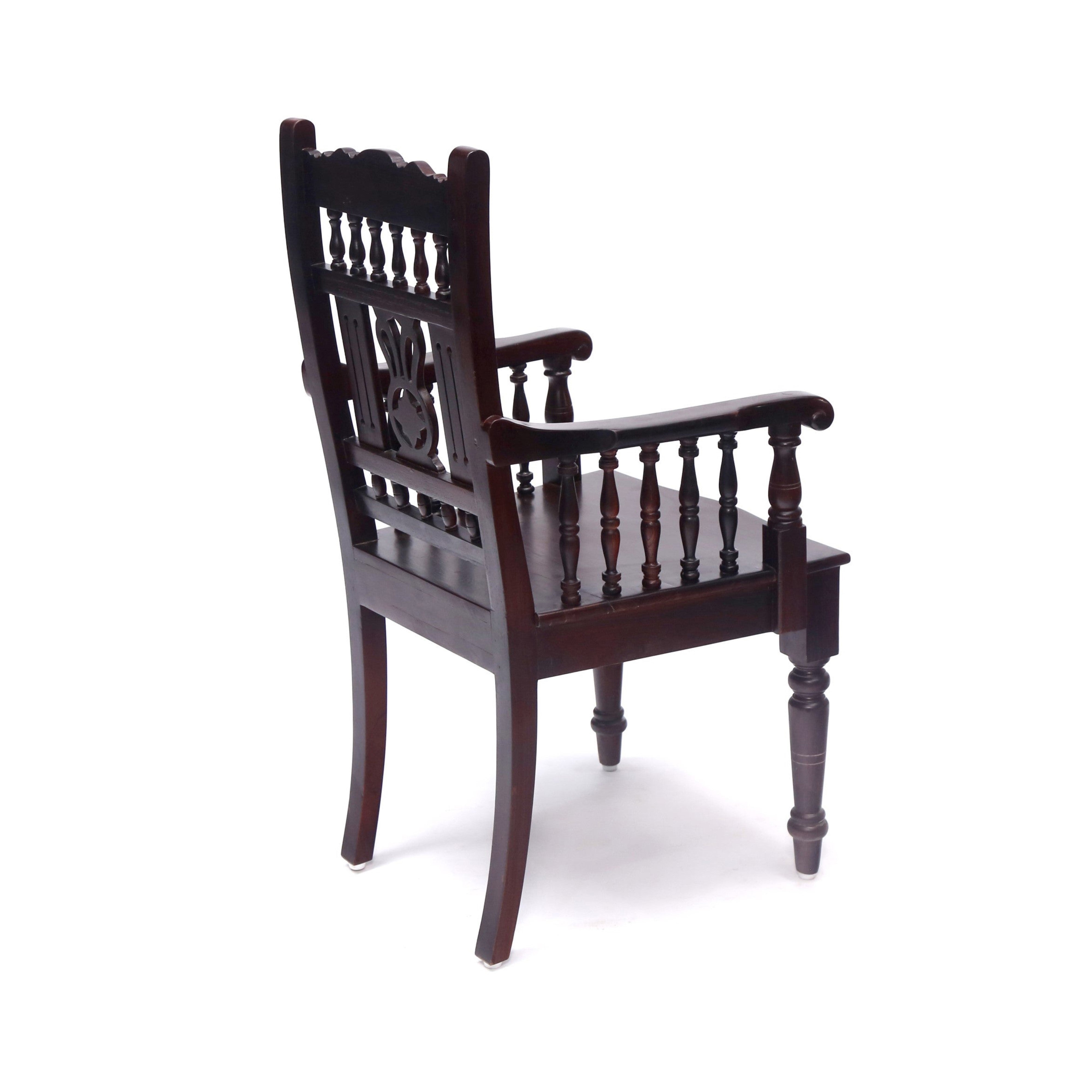 Mahogany Tone Intricate Handmade Royal Carved Chair Arm Chair